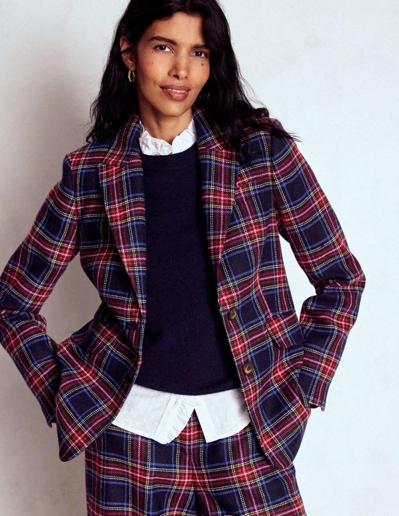 Stamford Wool-Blend Blazer-Navy, Green and Red Check 5
