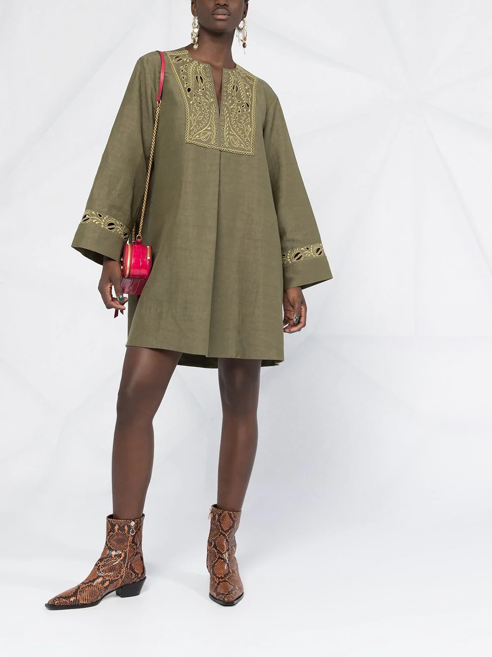 embroidered tunic dress - 2