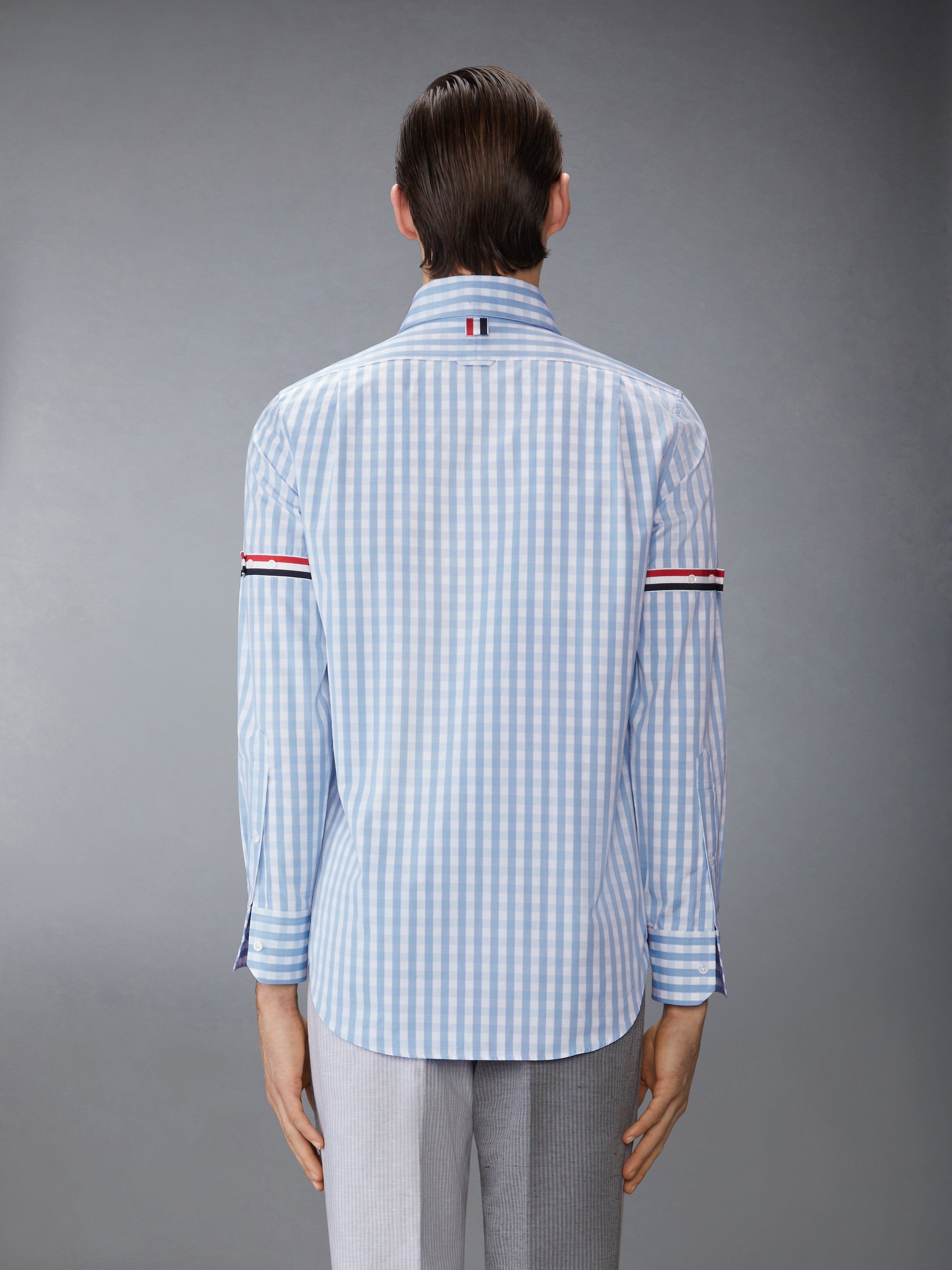 GINGHAM CHECK POPLIN ARMBAND SHIRT - 4