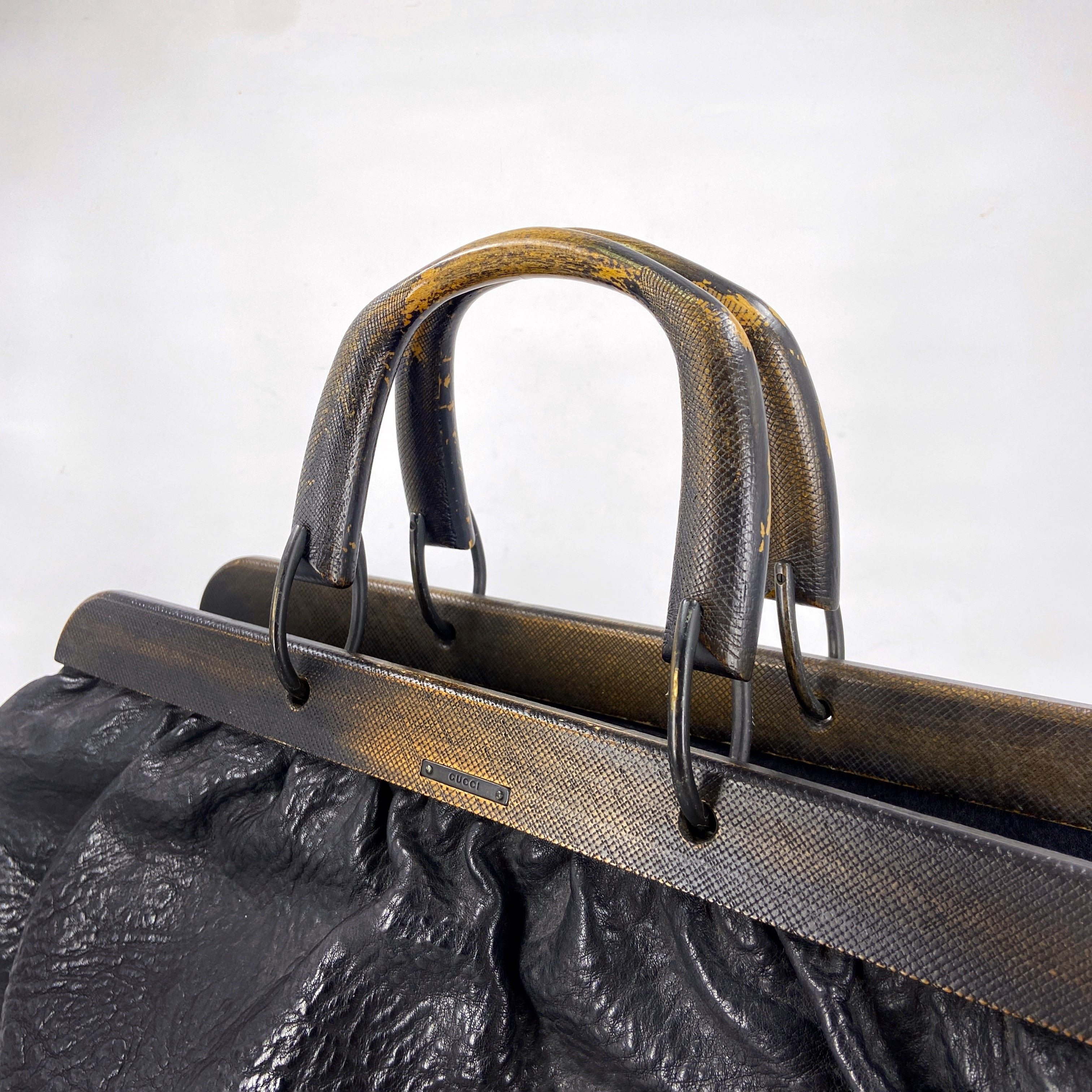 Gucci Fall 2002 Tom Ford Black Pebbled Buffalo Leather Doctors Bag - 12