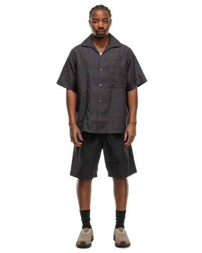 NEEDLES S/S Italian Collar Shirt - PE/C Fine Pattern Stripe Jq. Green outlook