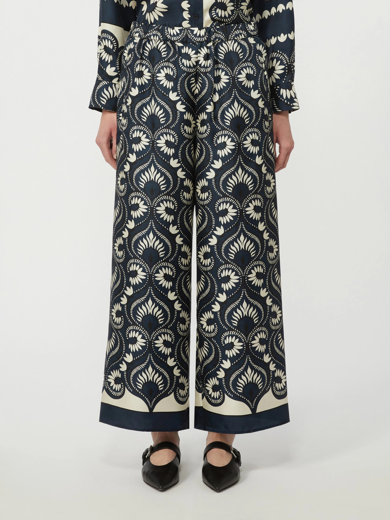 OTTICO Fluid printed silk trousers - NAVY 3