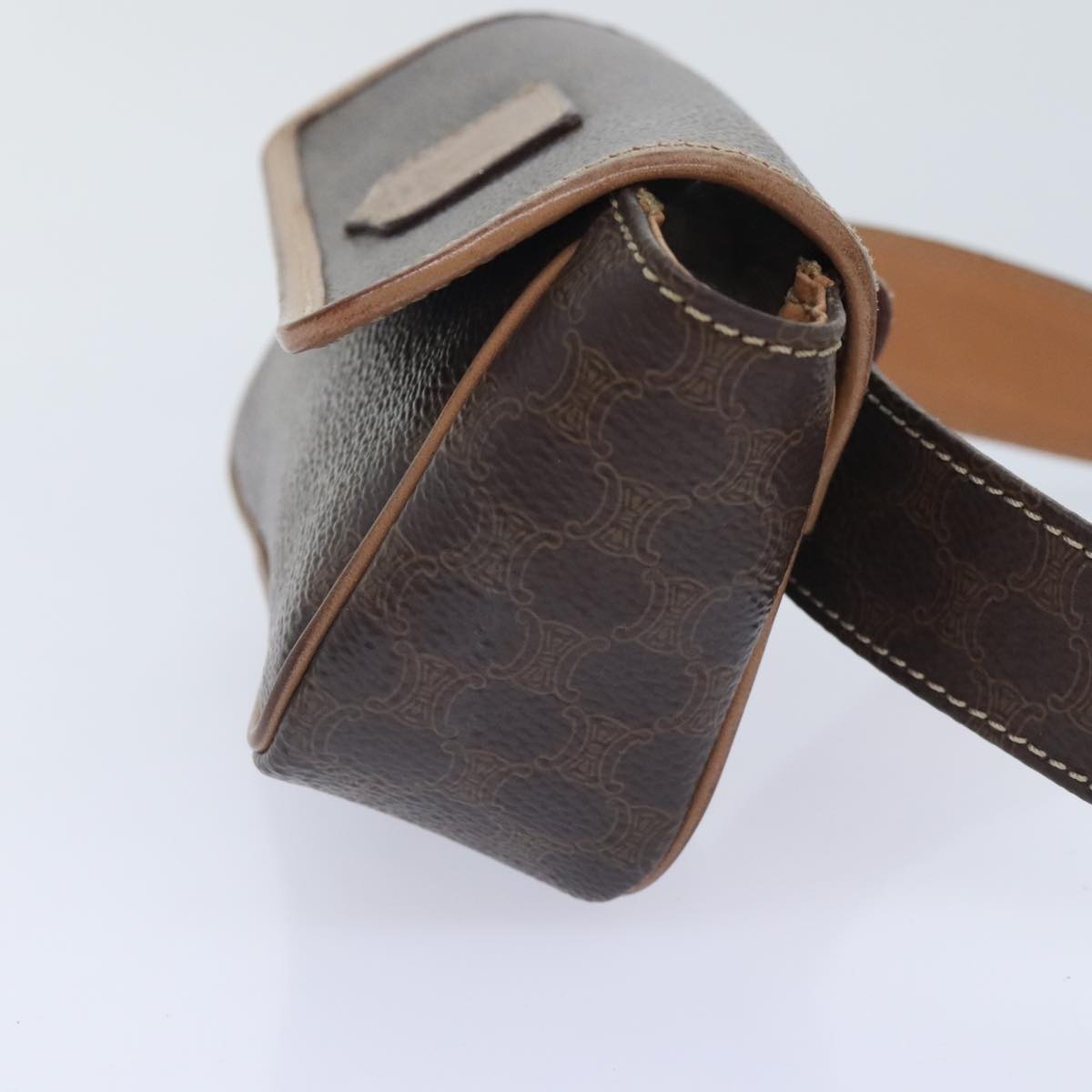 CELINE Macadam Canvas Waist Bag Pvc Leather Brown Gold - 4