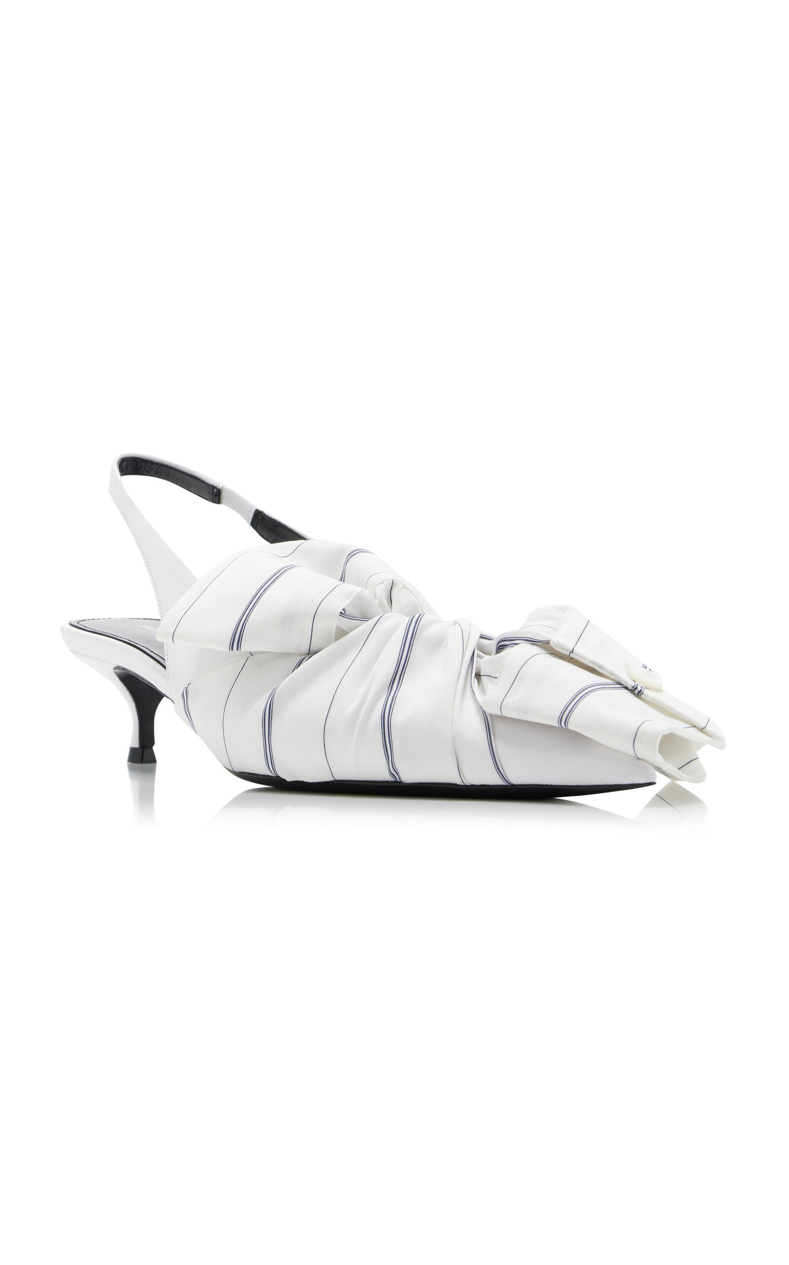 Chemise Tie-Detailed Leather Slingback Pumps blue - 5