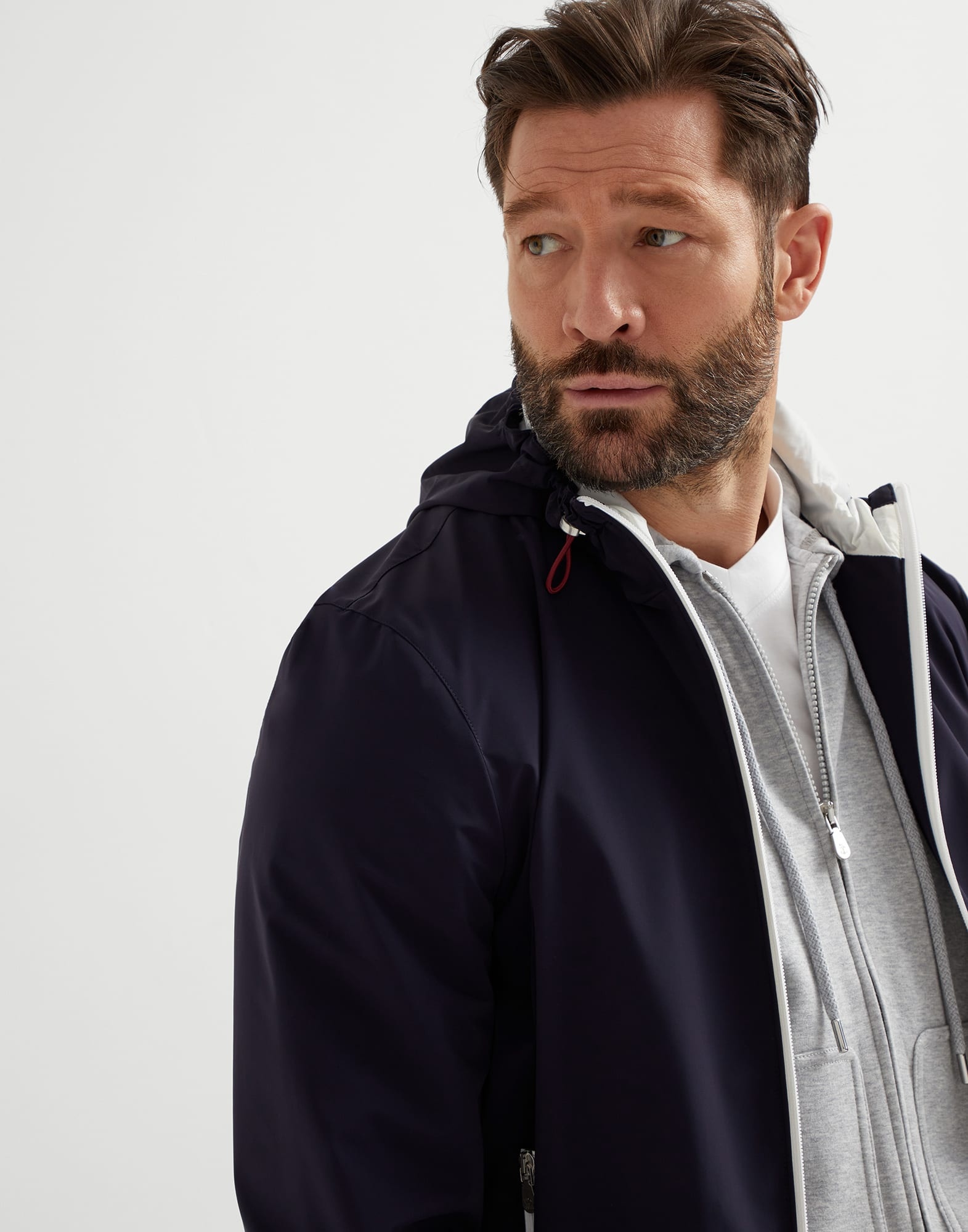 Bonded nylon hooded outerwear jacket with logo - 3