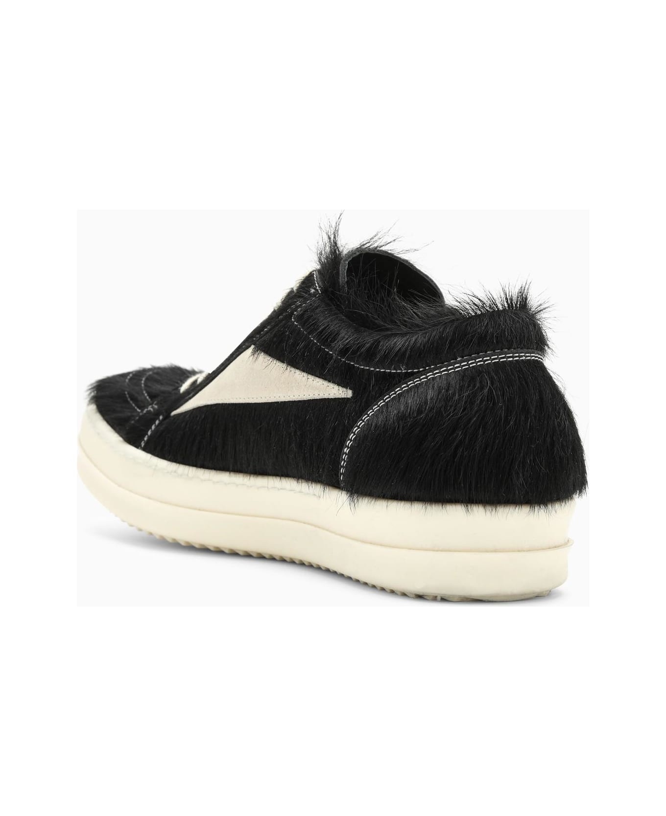 Black/white Sneaker In Leather With Fur - 4