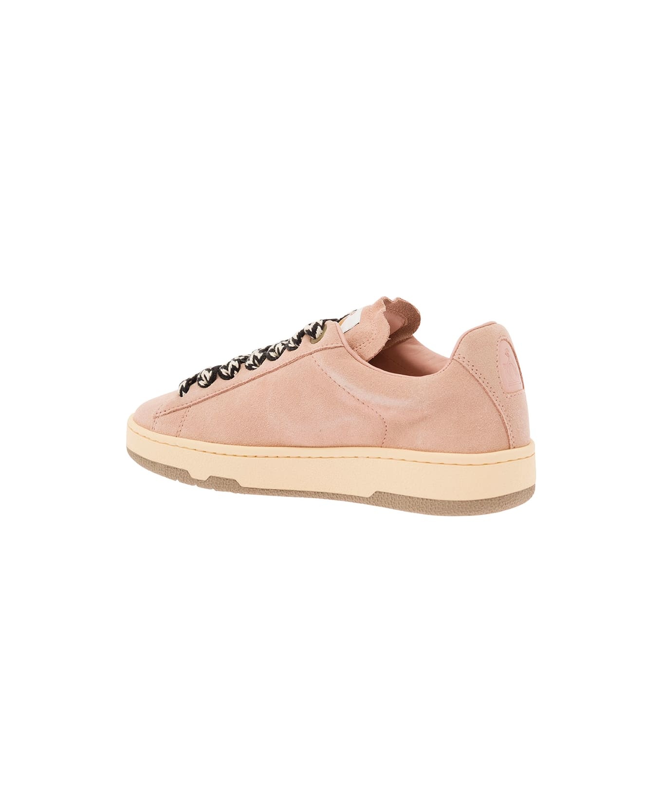 'lite Curb' Pink Low Top Sneakers With Oversized Multicolor Laces In Suede Woman - 3