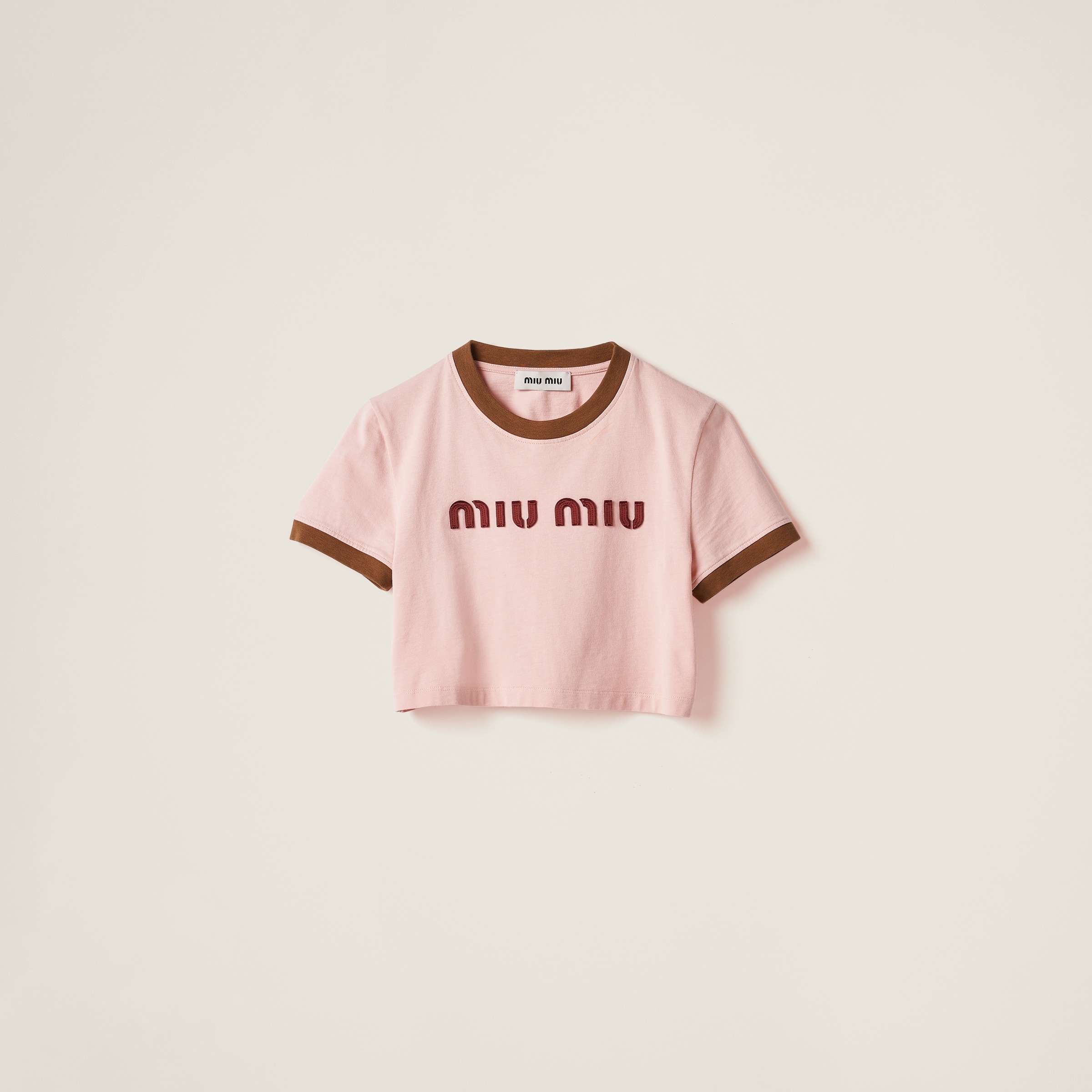Embroidered cotton jersey T-shirt - 1