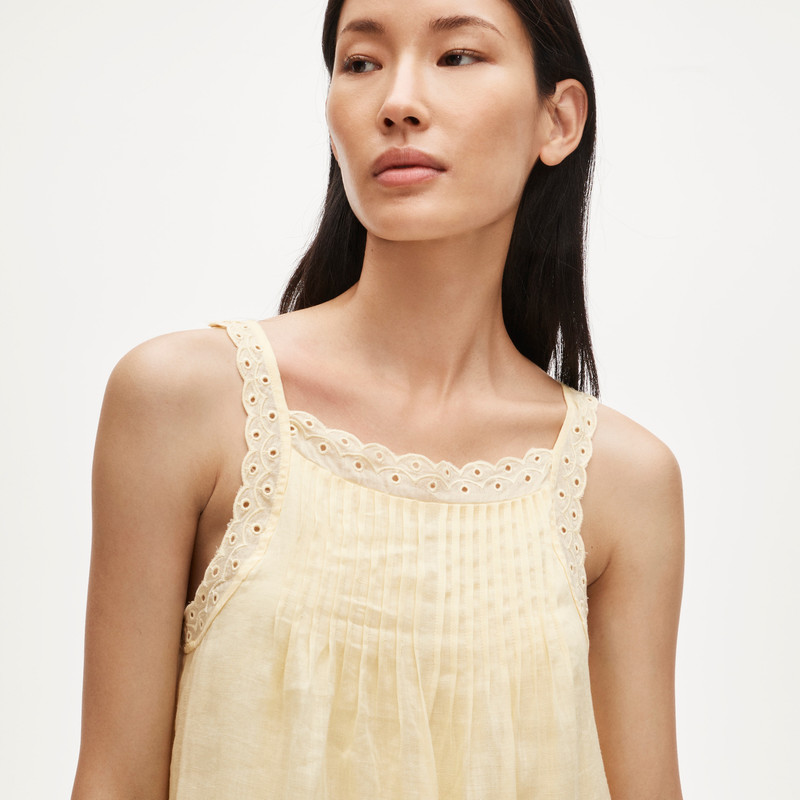 Scallop-trim mini dress in ramie 3