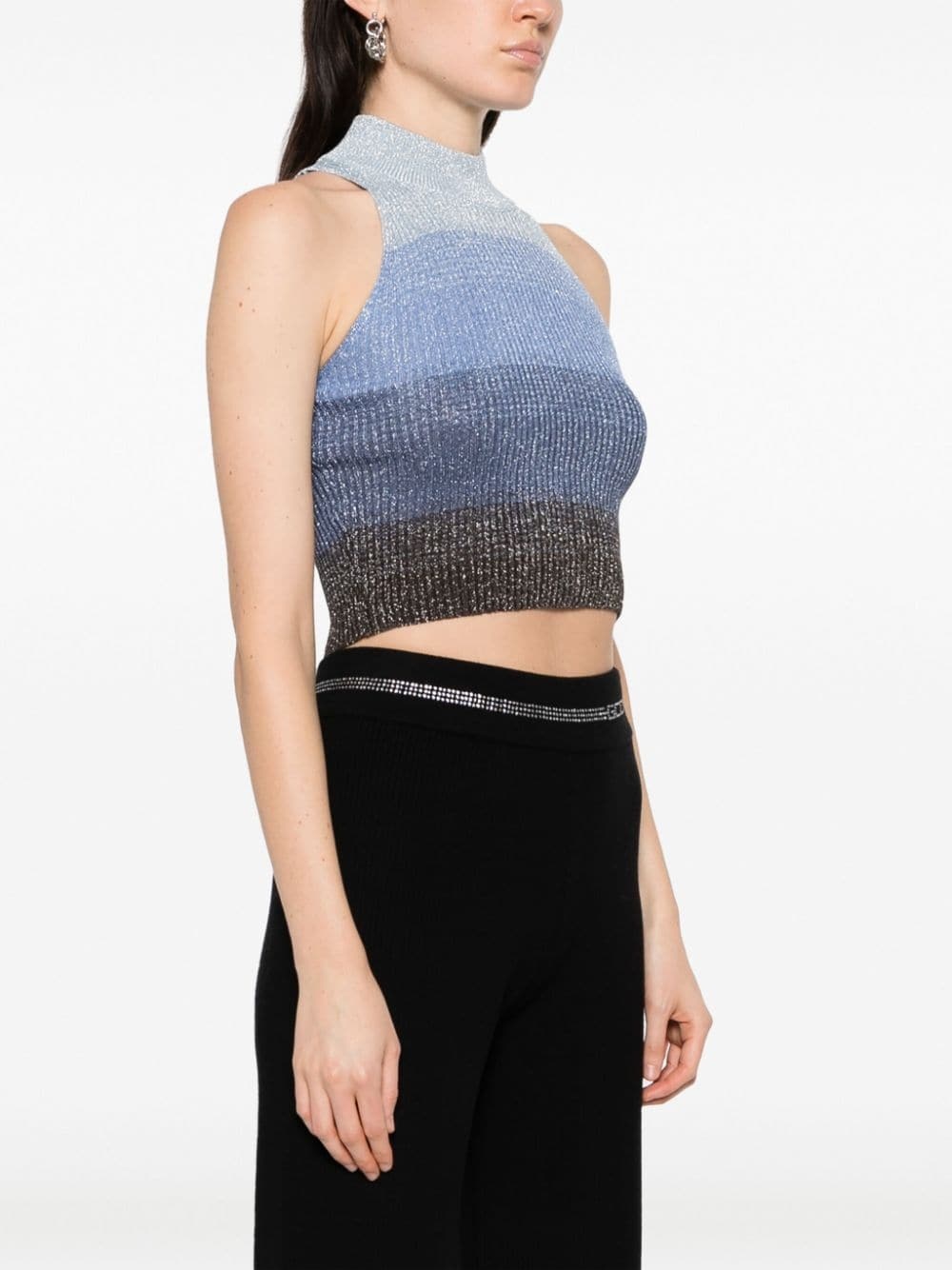 degradé ribbed-knit cropped top - 3