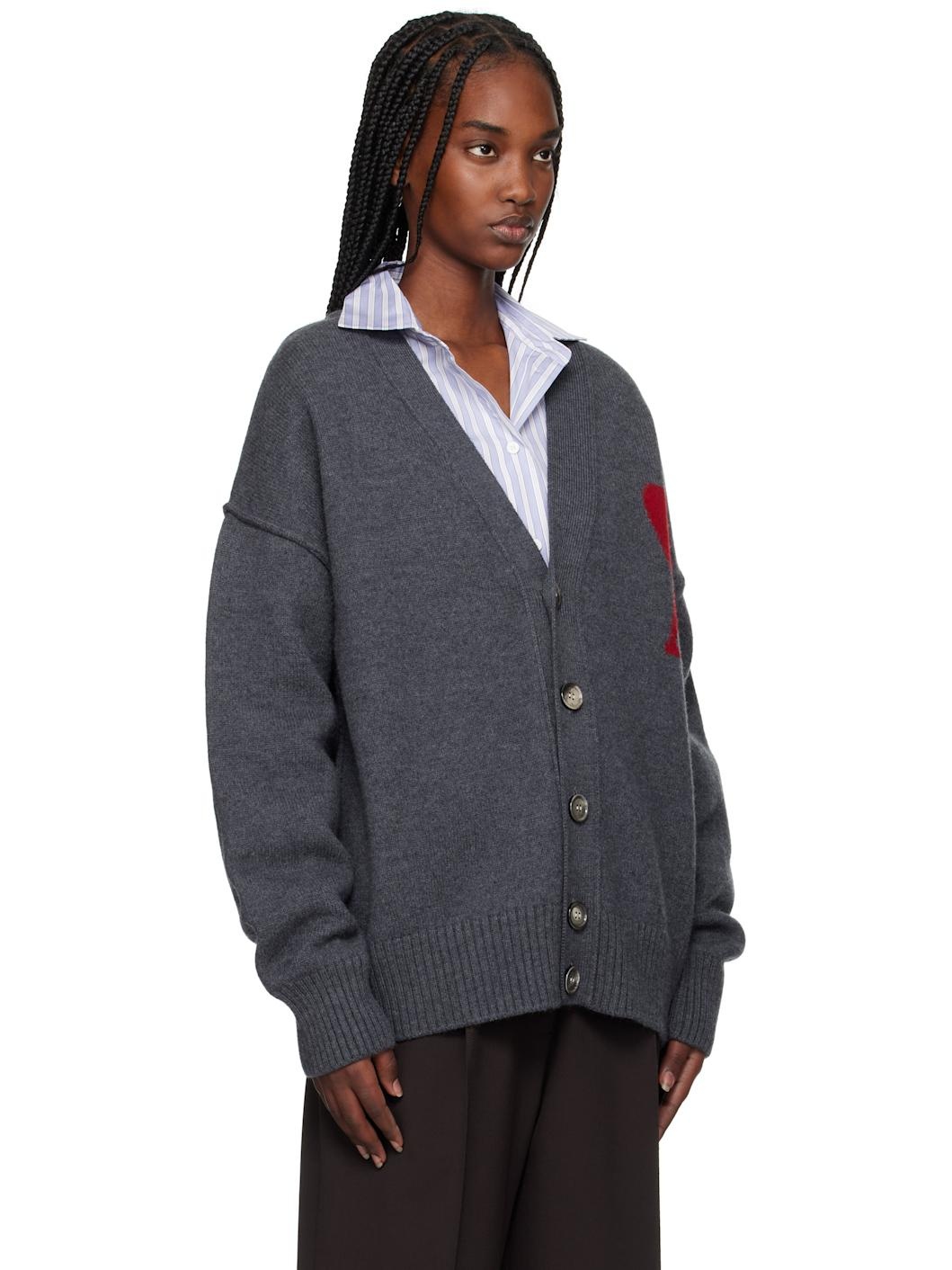 Gray Wool Ami de Coeur Cardigan - 2