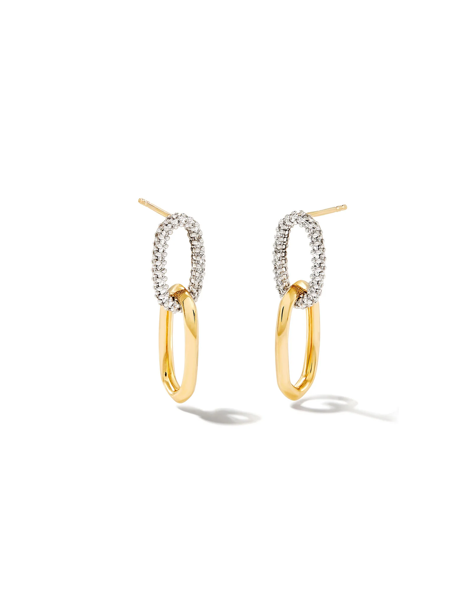 0.42 ct Elisa 14k Yellow Gold Interlocking Drop Earrings in White Diamond - 1