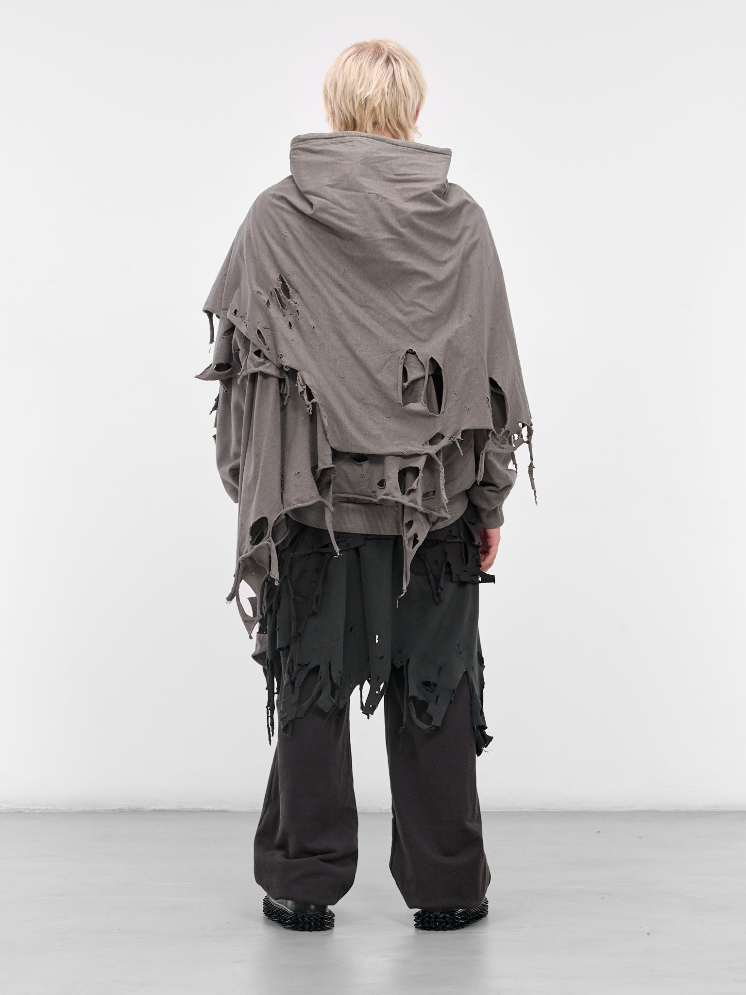 Gray Distressed Layering Hoodie - 3
