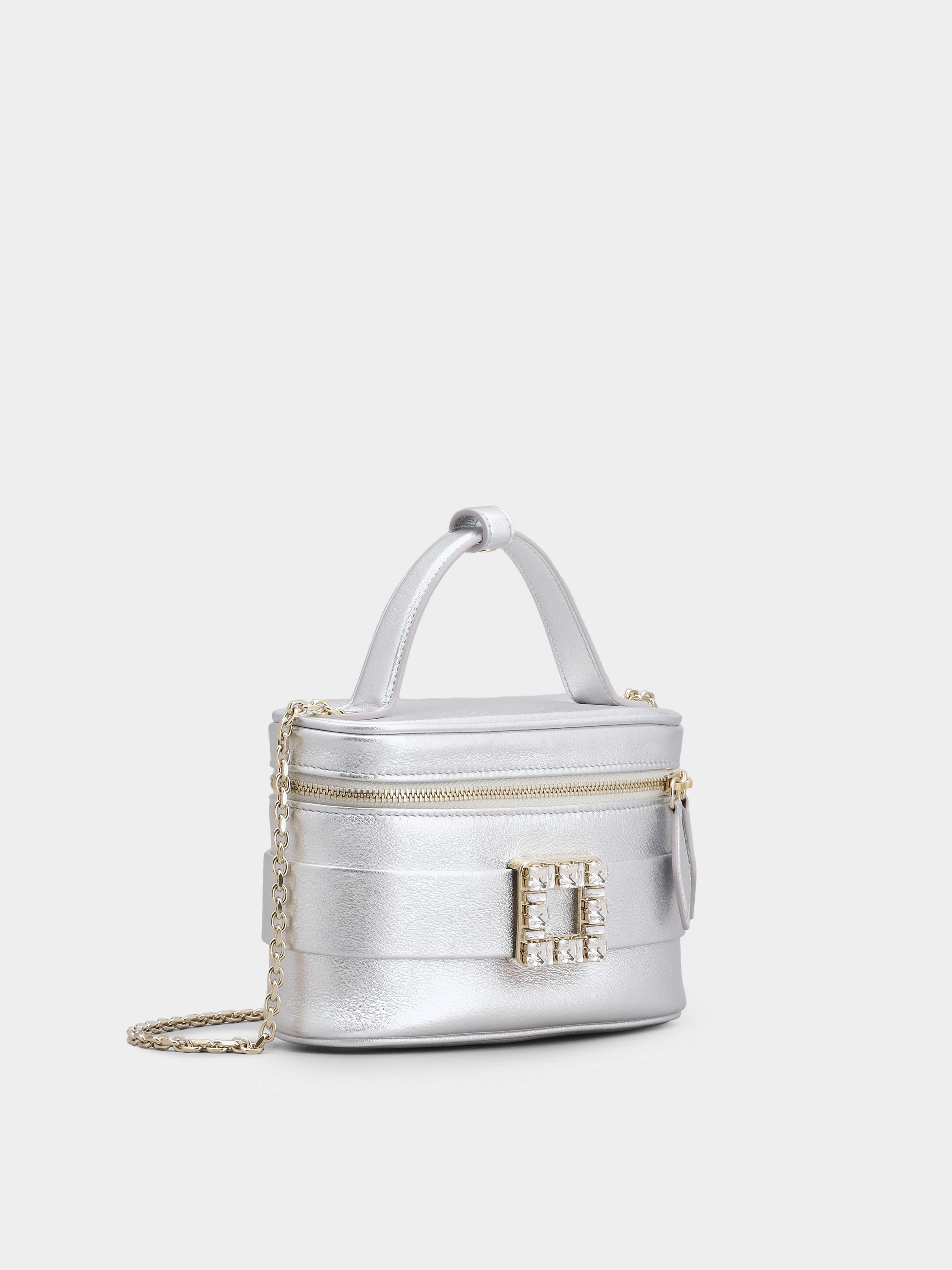 Roger Vivier Vanity Strass Buckle Micro Bag in Leather - 3