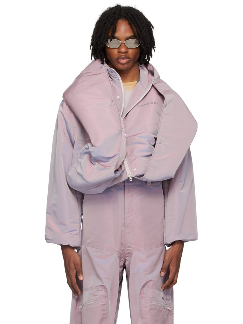 Purple Snap Off Puffer Jacket 1