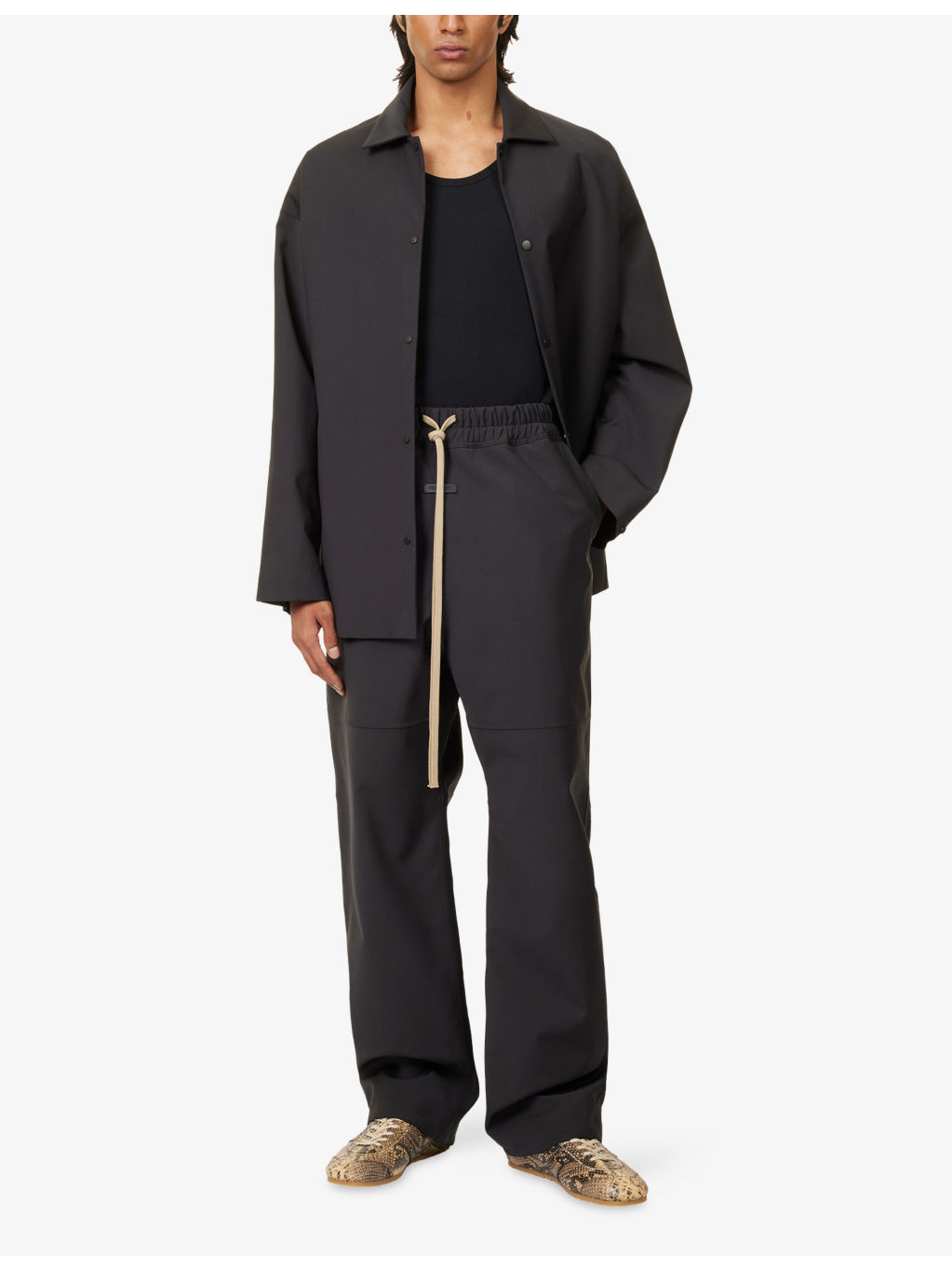 Split Knee Drawstring Woven Trousers - 2