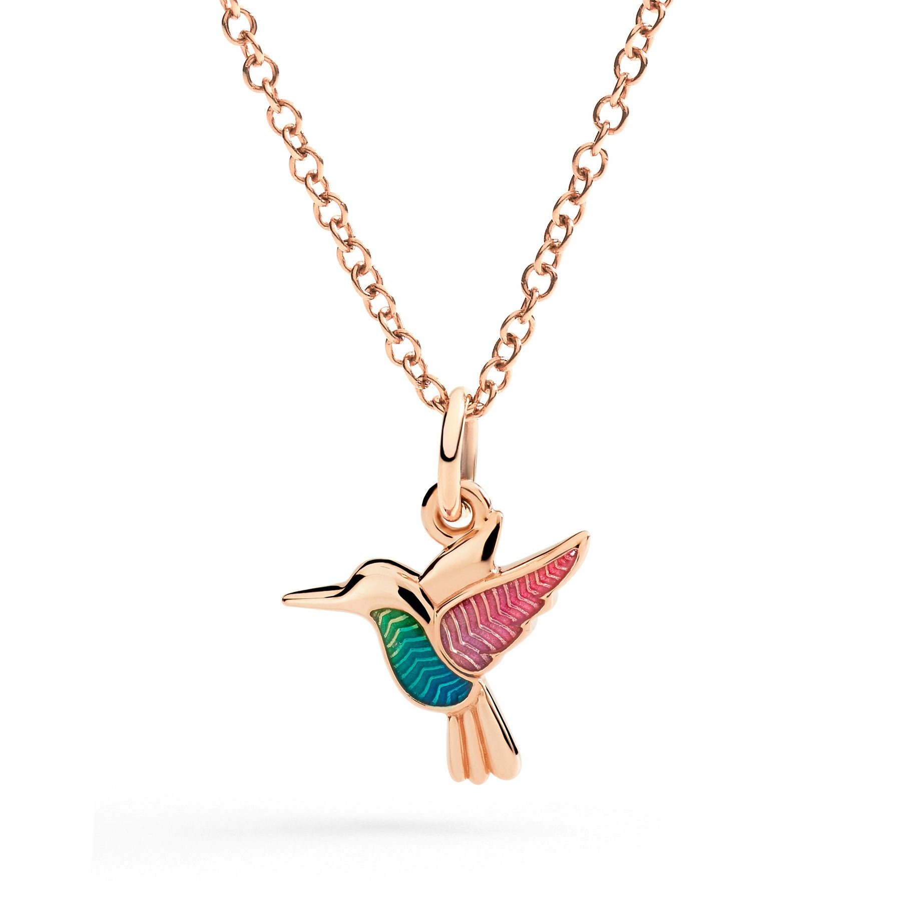 ROSE GOLD & ENAMEL HUMMINGBIRD CHARM - 2