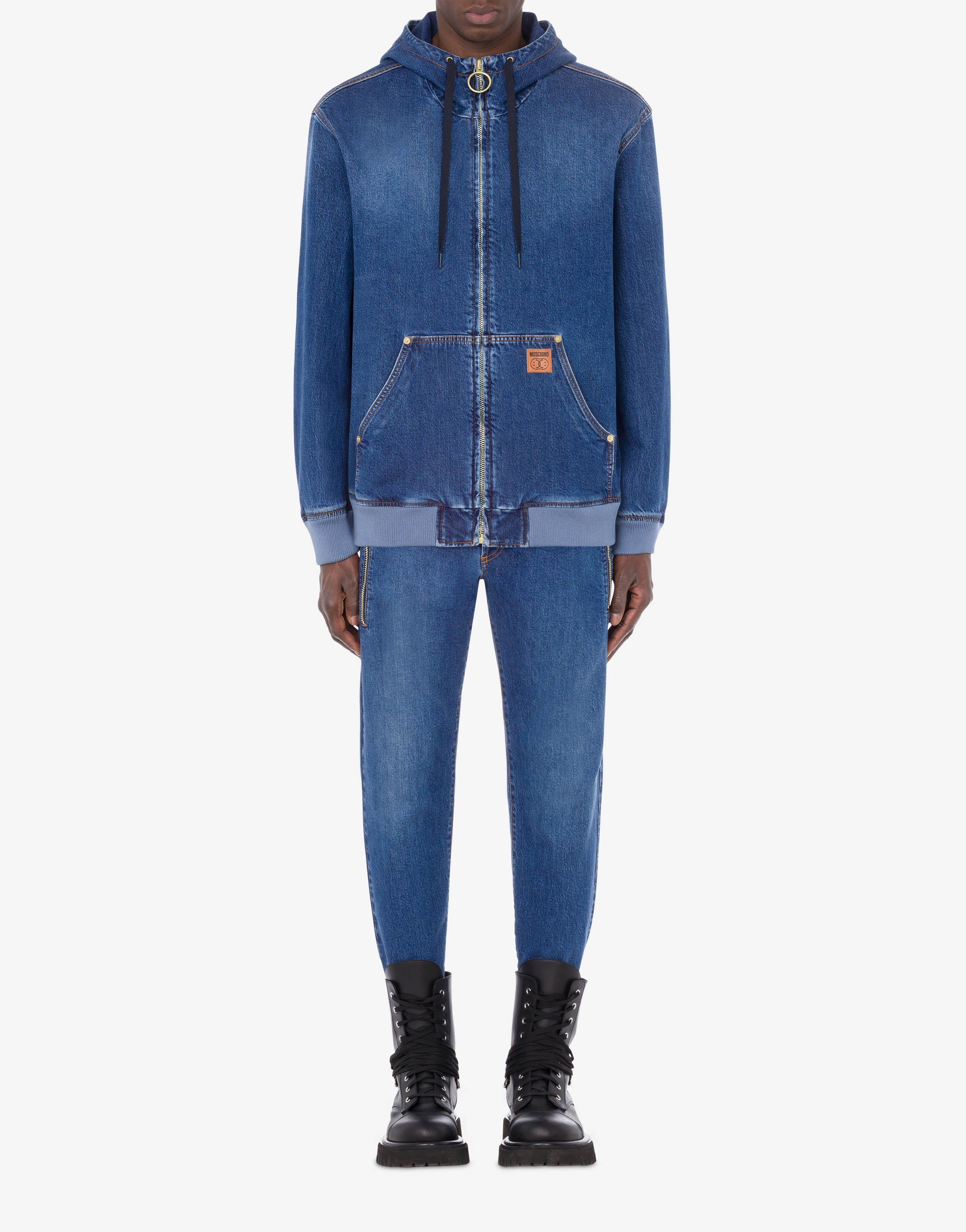 DOUBLE SMILEY® LOGO DENIM HOODED JACKET - 2