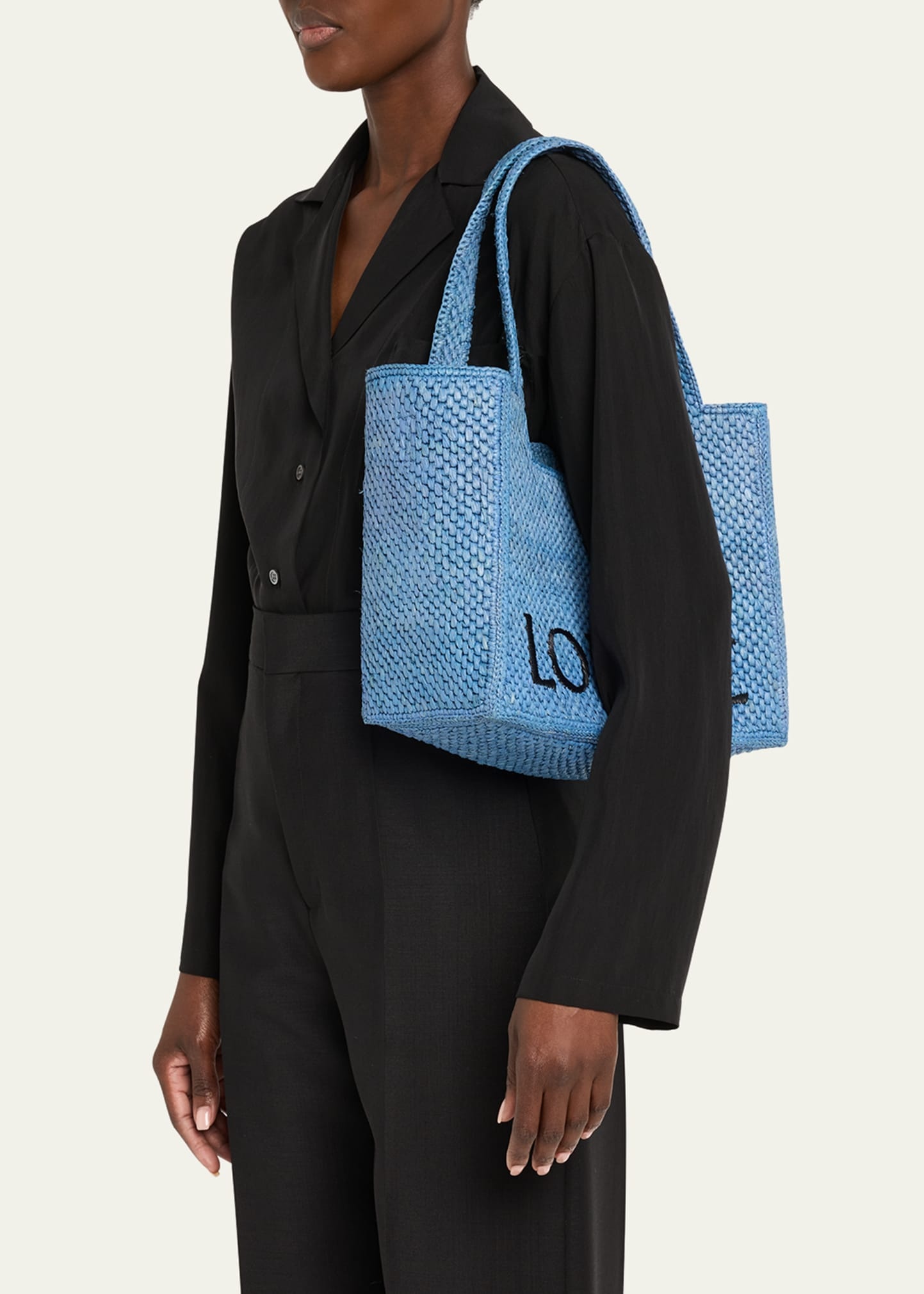 Logo Medium Tote Bag in Raffia - 2