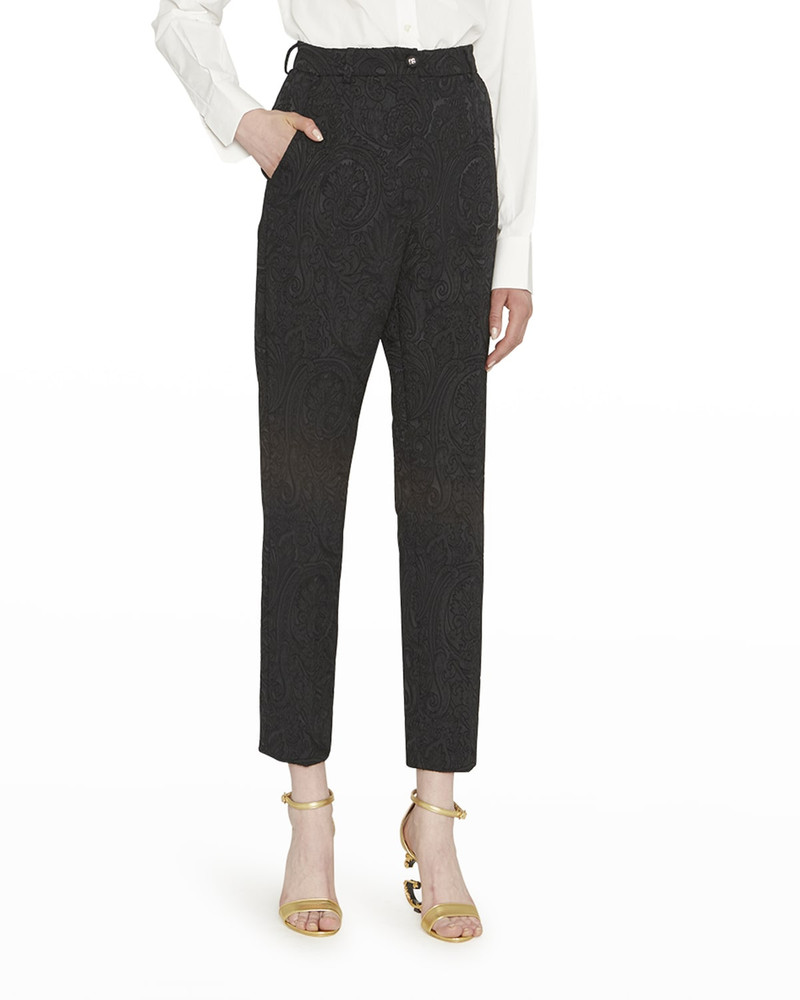 Jacquard High-Waisted Straight-Leg Pants 1