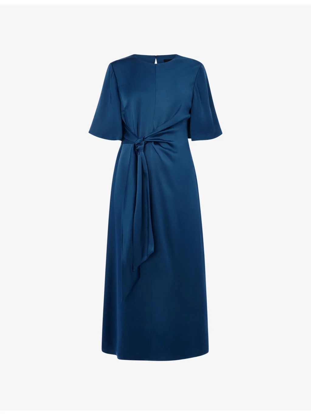 Twist-Waist Satin Midi Dress - 1