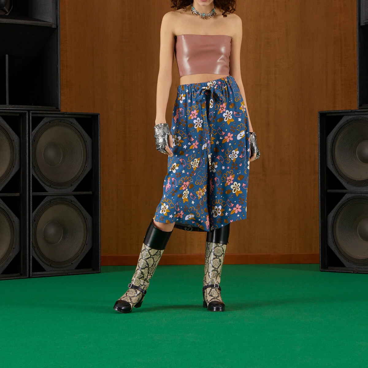 Retro flower print viscose culotte pant - 6