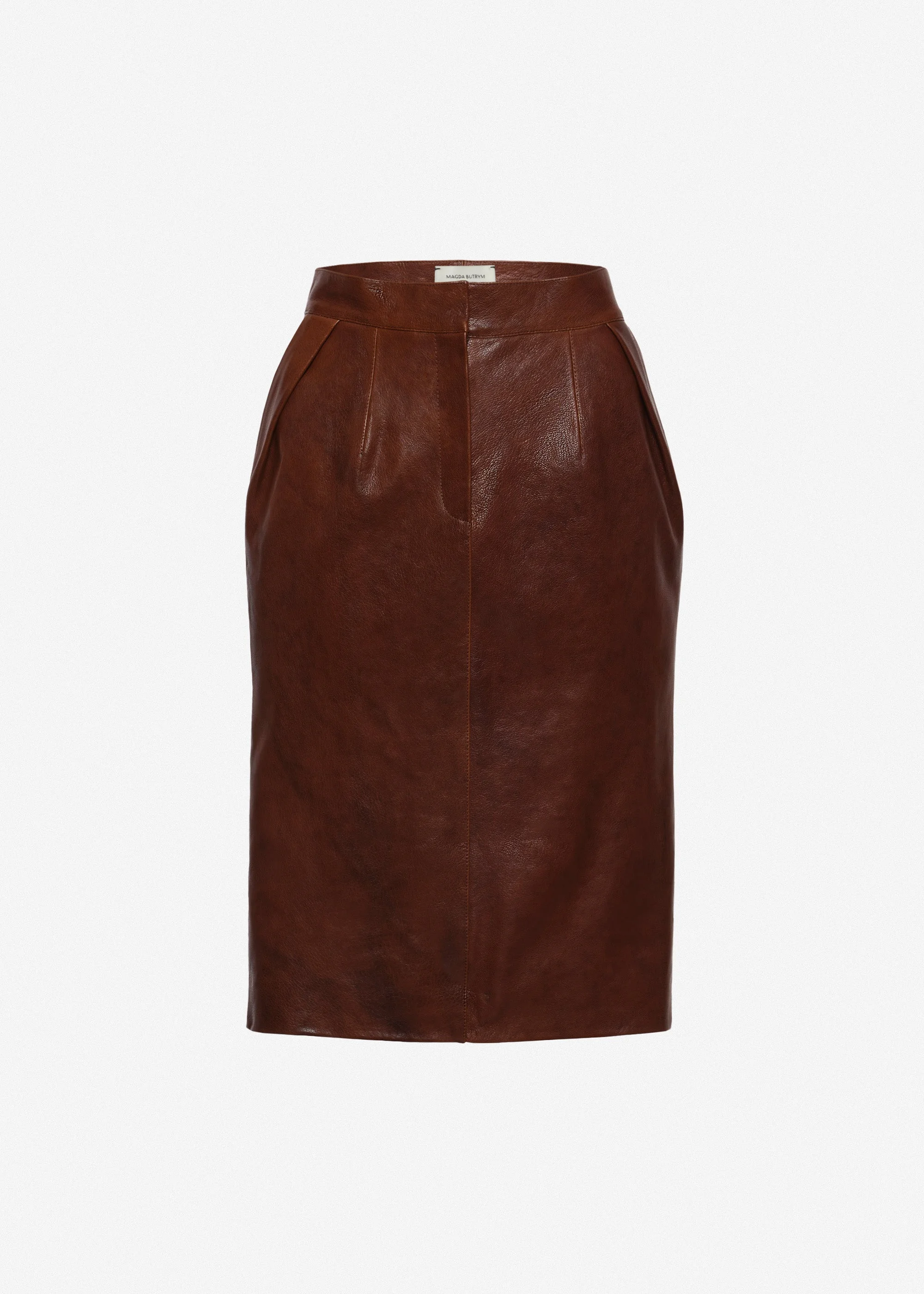 Leather pencil skirt in brown - 1