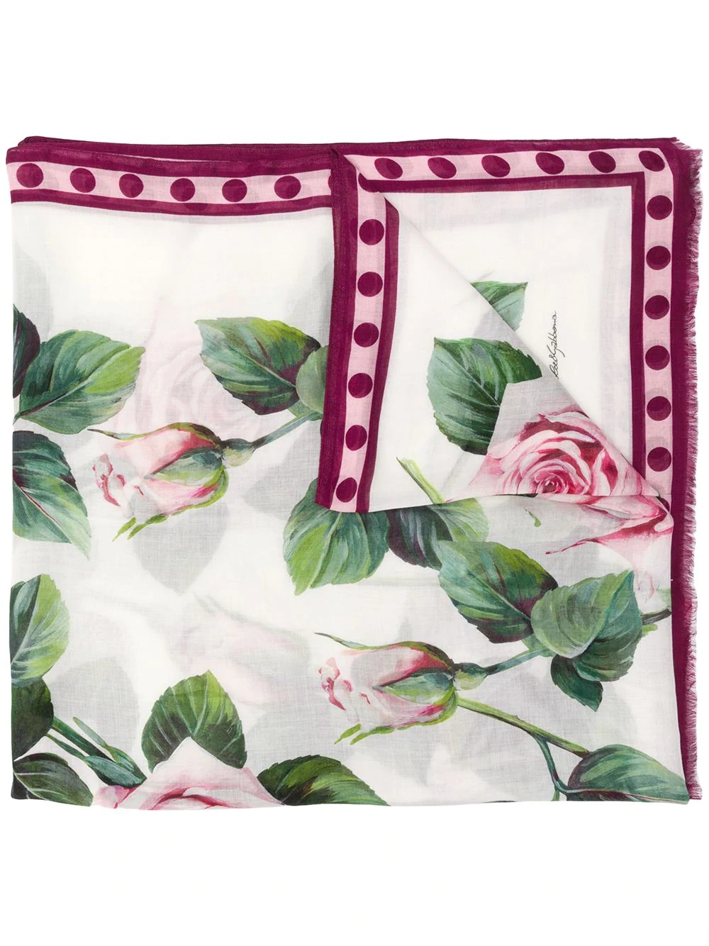 rose-print square scarf - 1