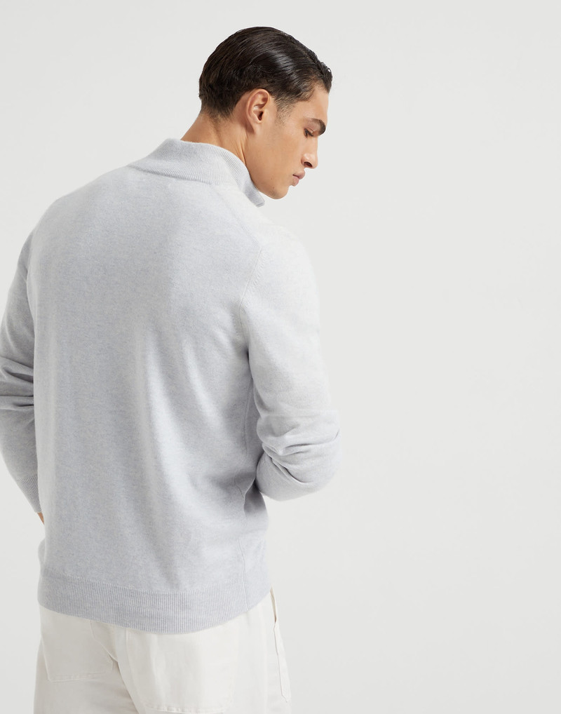 Brunello Cucinelli Cashmere turtleneck sweater with half zip outlook
