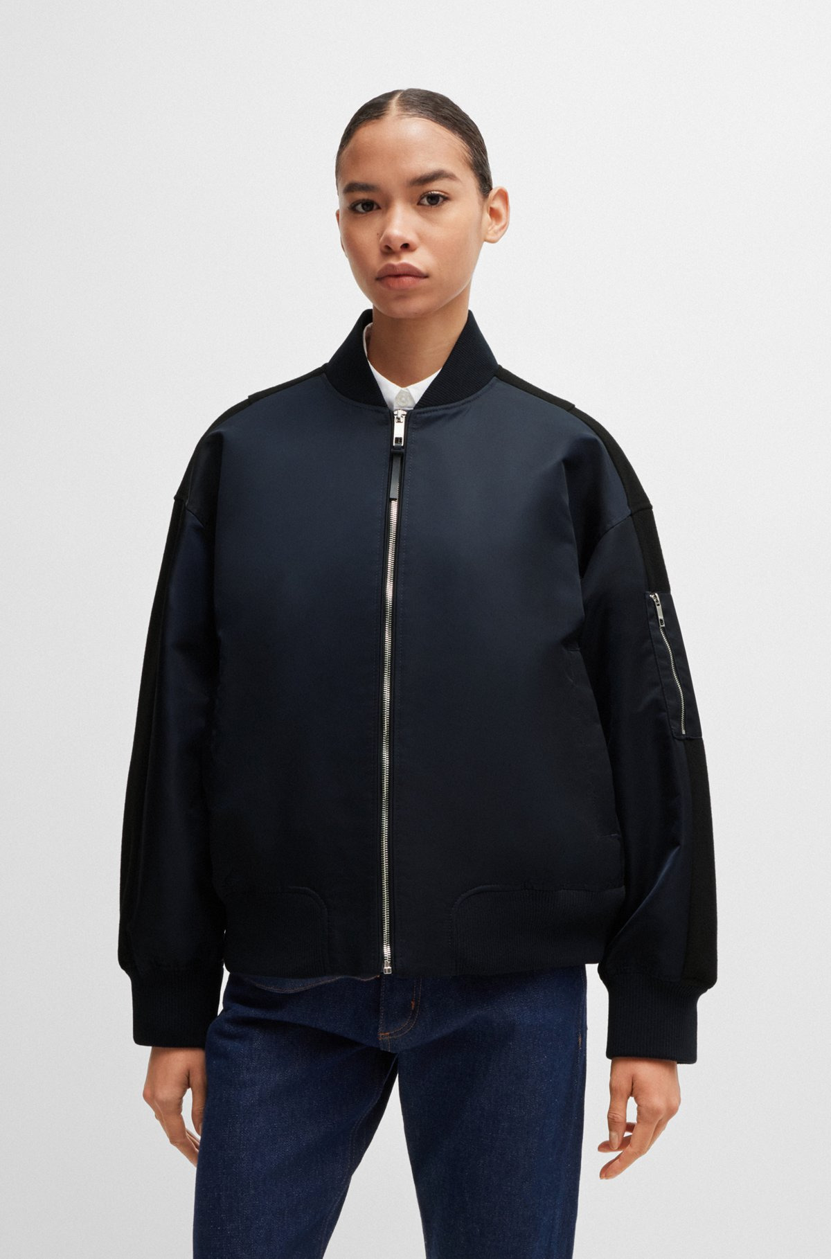 WATER-REPELLENT BOMBER JACKET WITH ZIPPED SLEEVE POCKET - 5