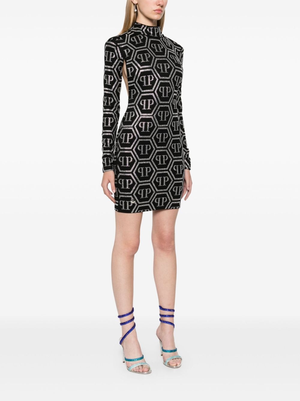 crystal-monogram mini dress - 3