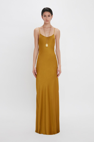 Victoria Beckham Low Back Cami Floor-Length Dress In Harvest Gold outlook