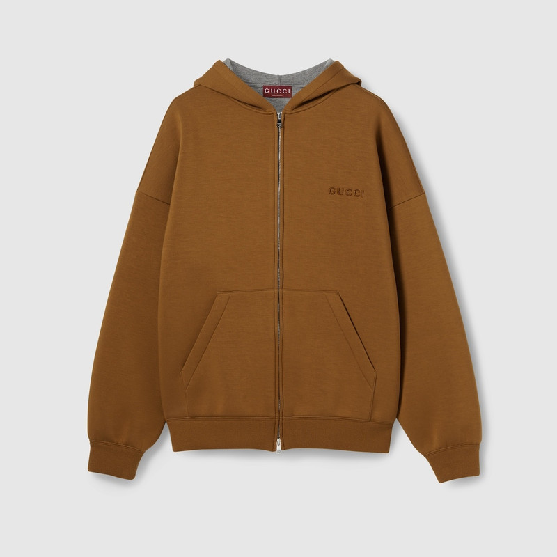 Embroidered hooded jersey sweatshirt 1