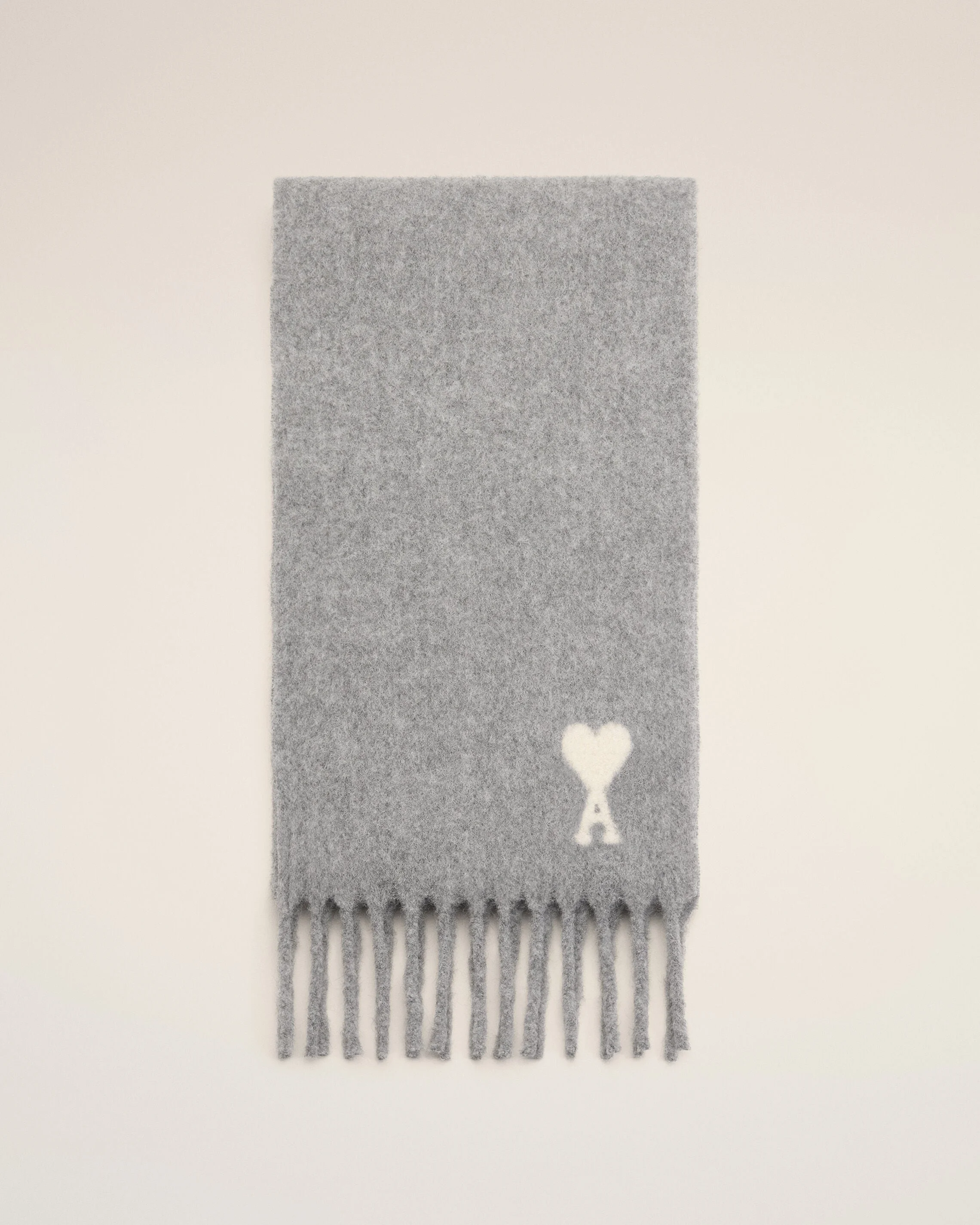 GREY ALPACA SCARF WITH AMI DE COEUR - 1