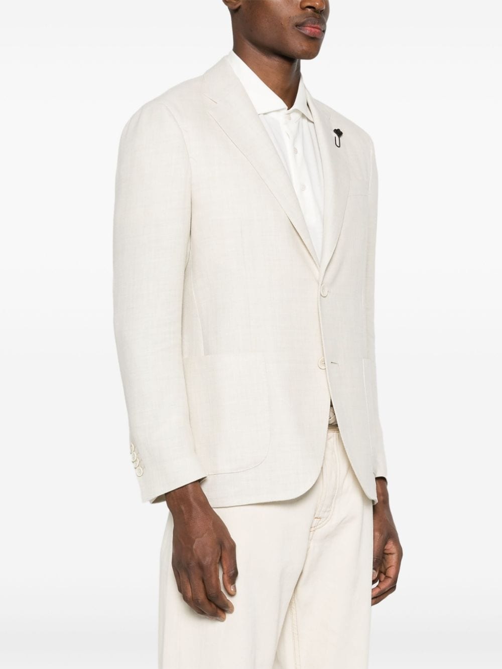 basket-weave single-breasted blazer - 3