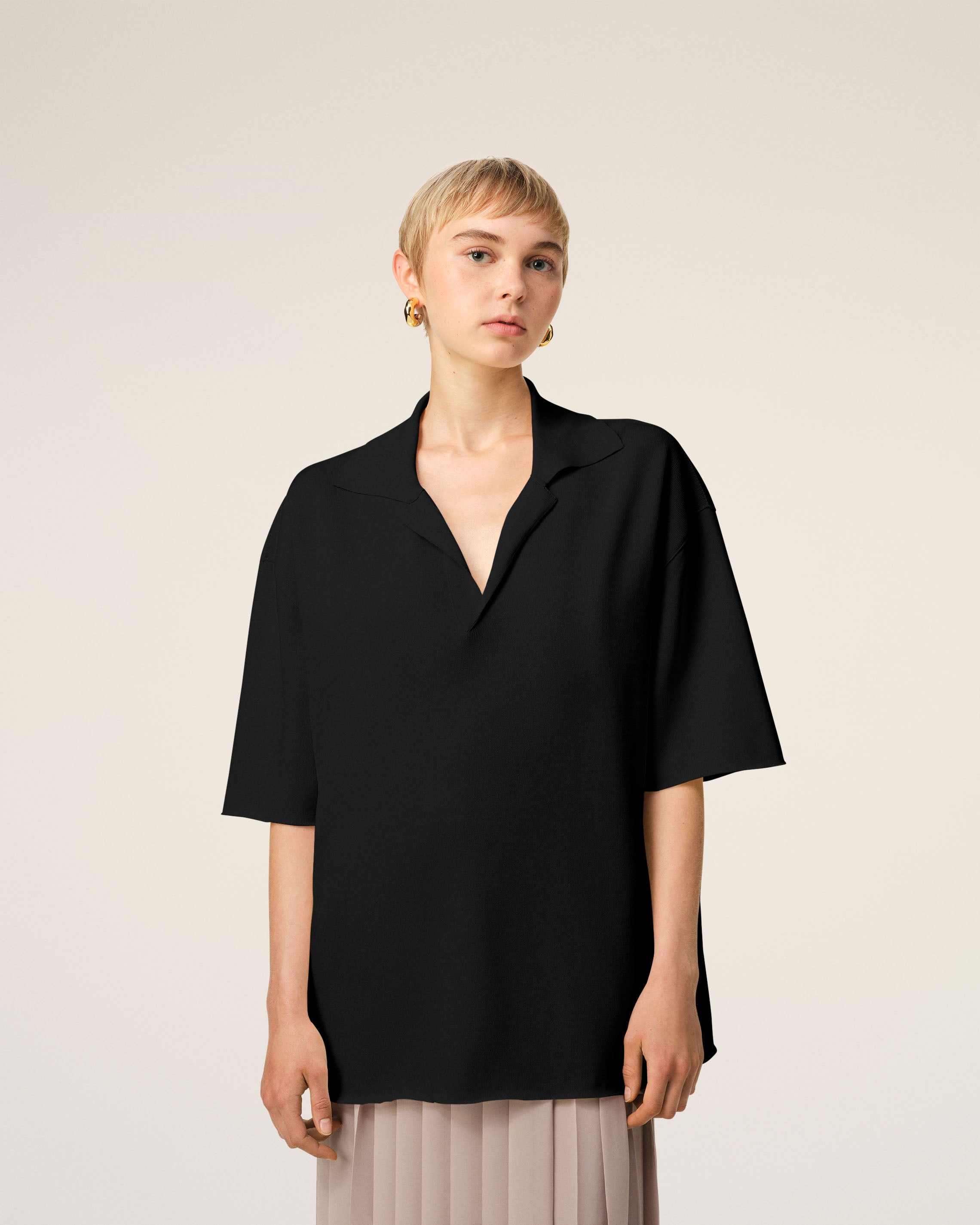 BLACK SHORT SLEEVE POLO - 3
