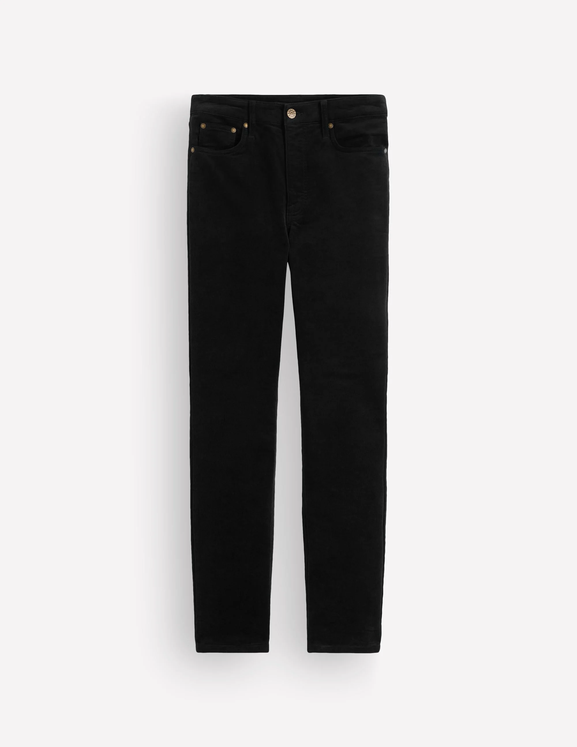 High Rise Cord Slim Jeans-Black - 1