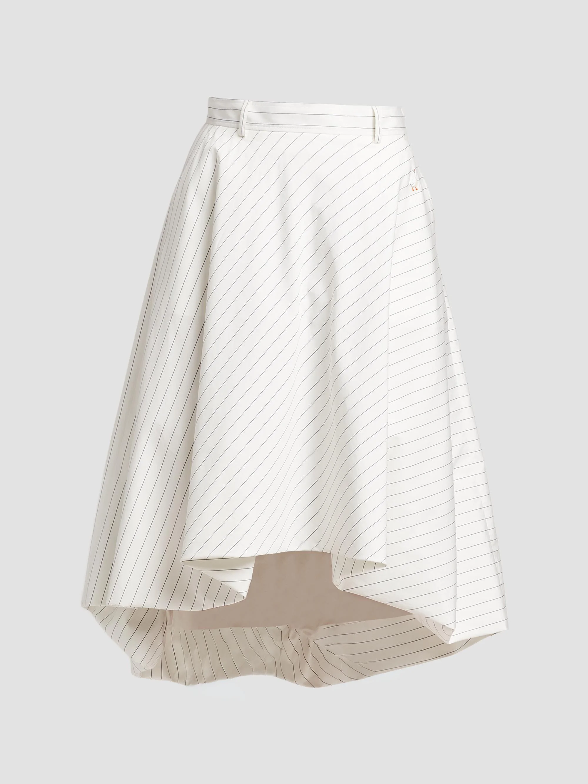 Women's Striped Poplin High-Low Bubble Skirt - Multi White - 1