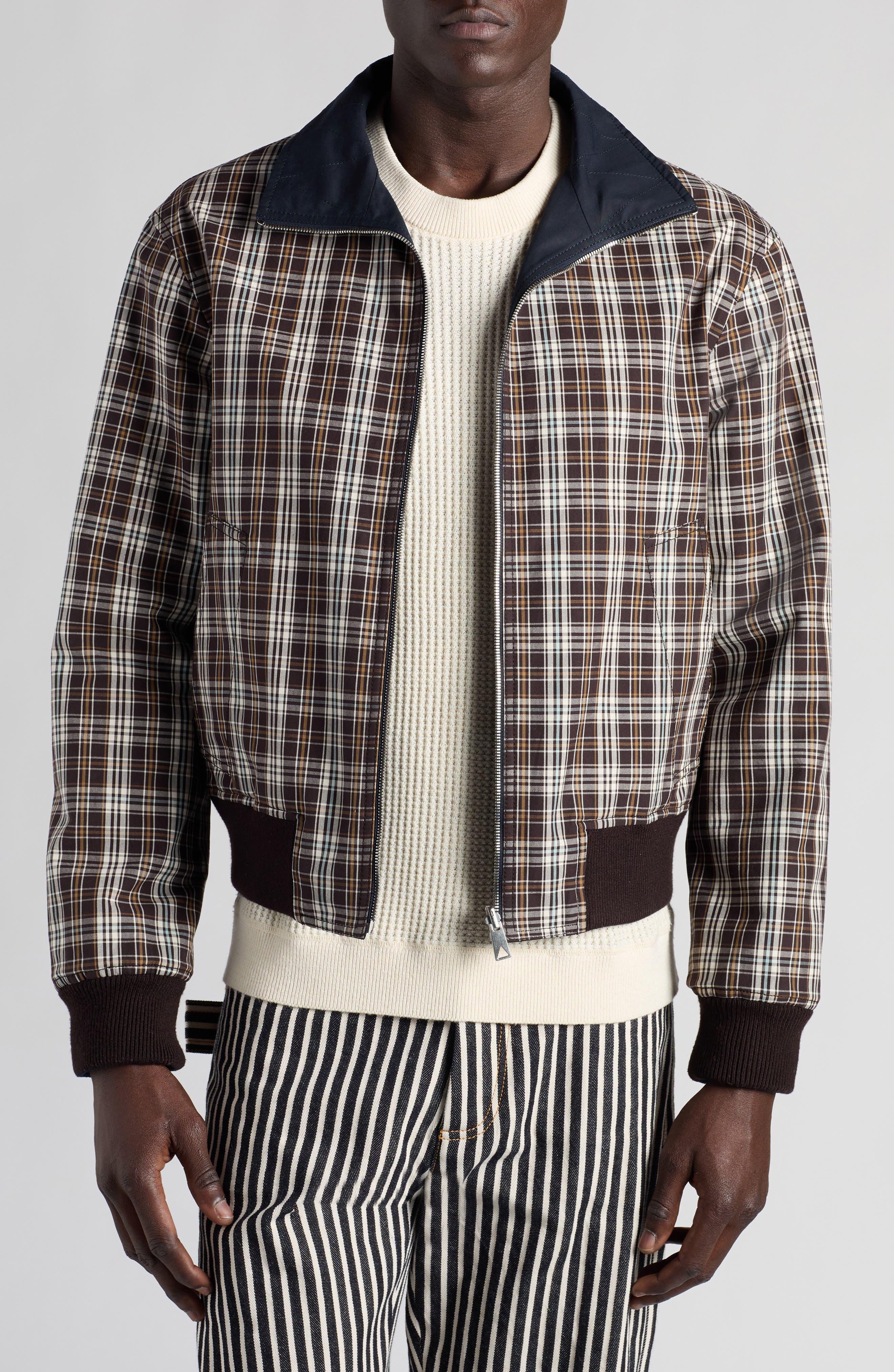 Bottega Veneta Reversible Compact Cotton Jacket in 4246 Fondant/Dove/Mint at Nordstrom - 3