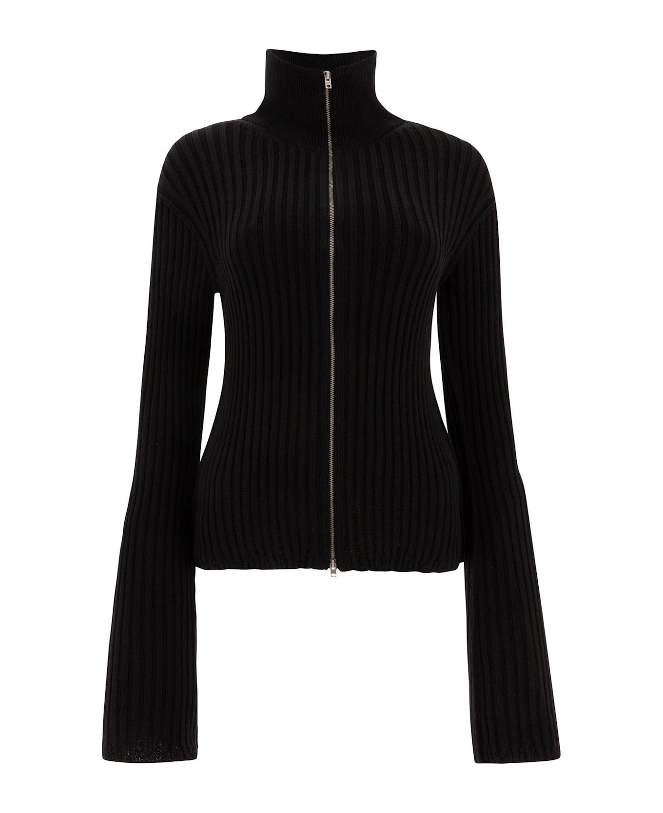Zip-up High-neck Cardigan - 1
