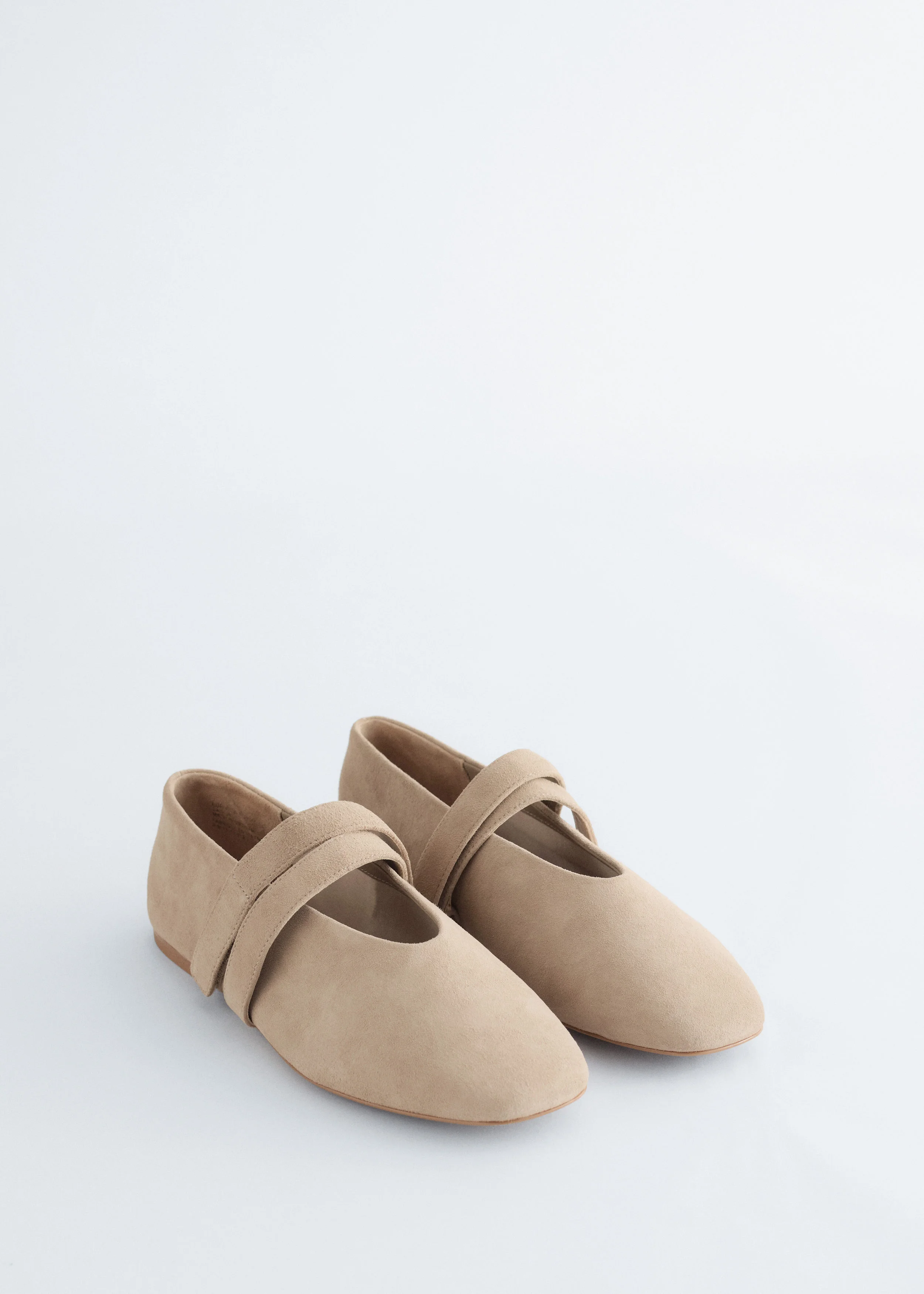 Cross-Strap Suede Ballet Flats - 1