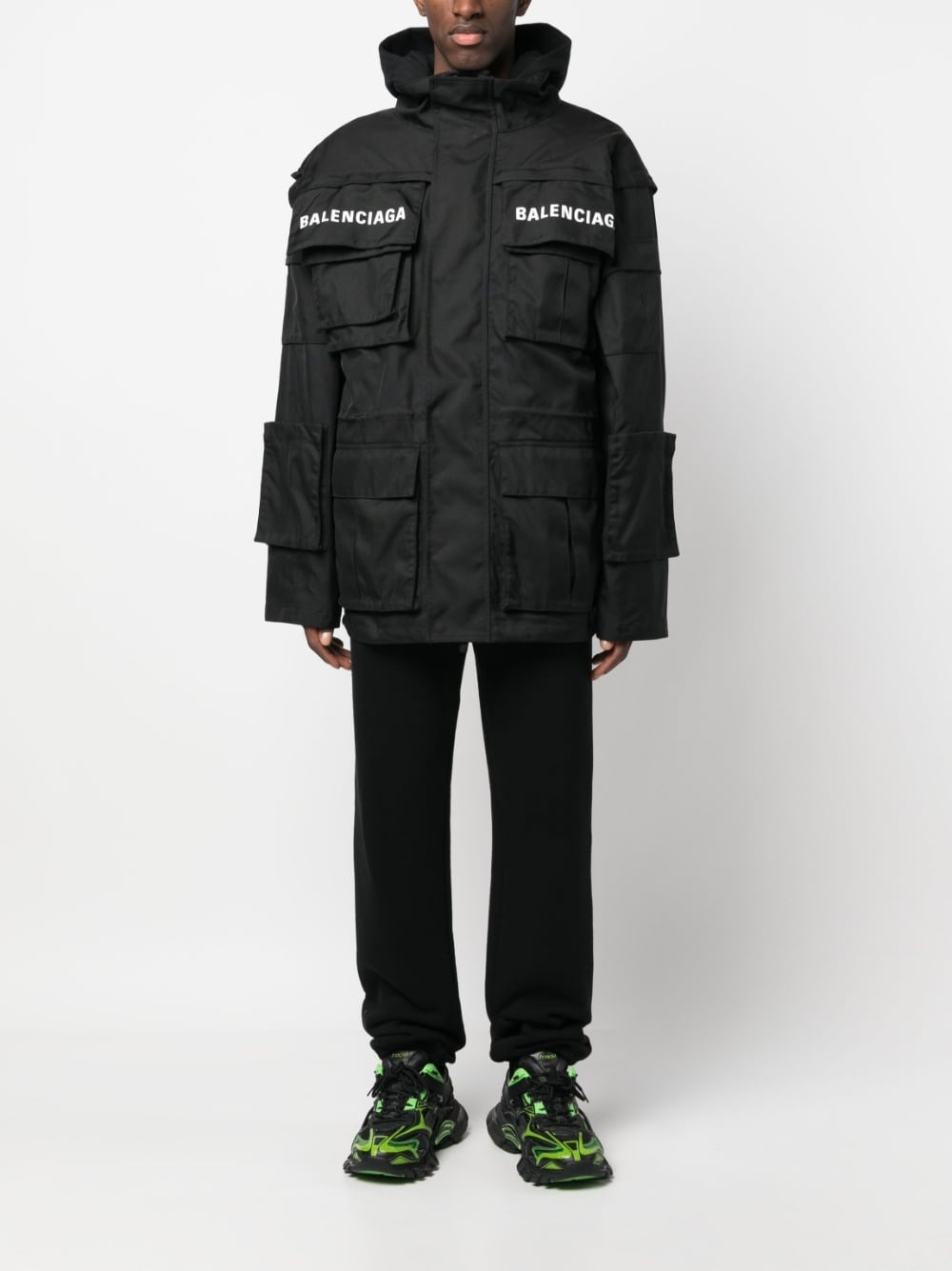 logo-print oversized technical parka - 2