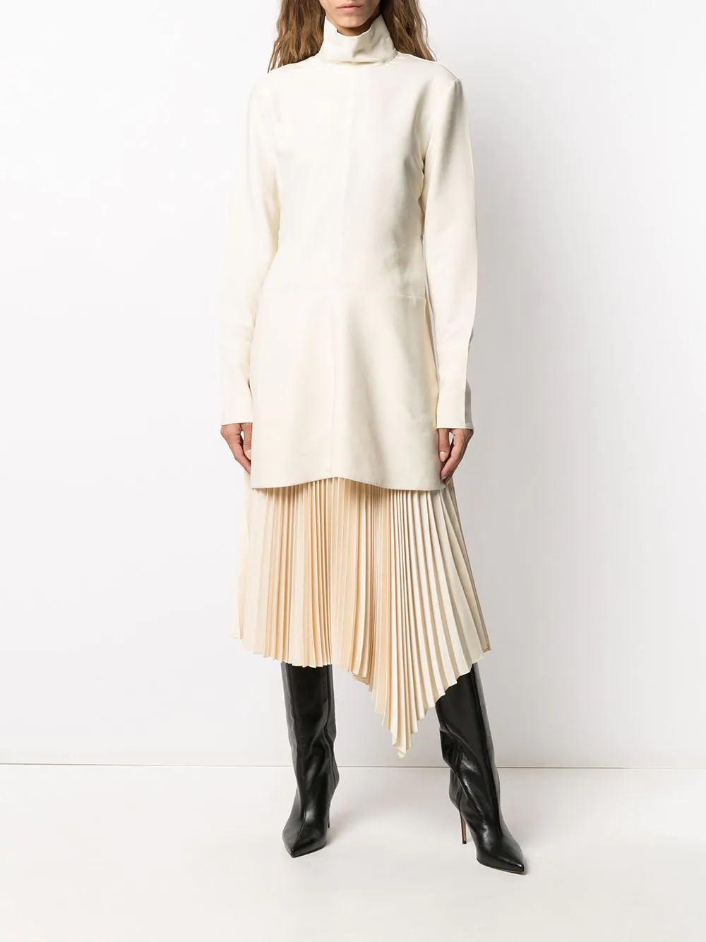 high collar pleated back shirt - 4