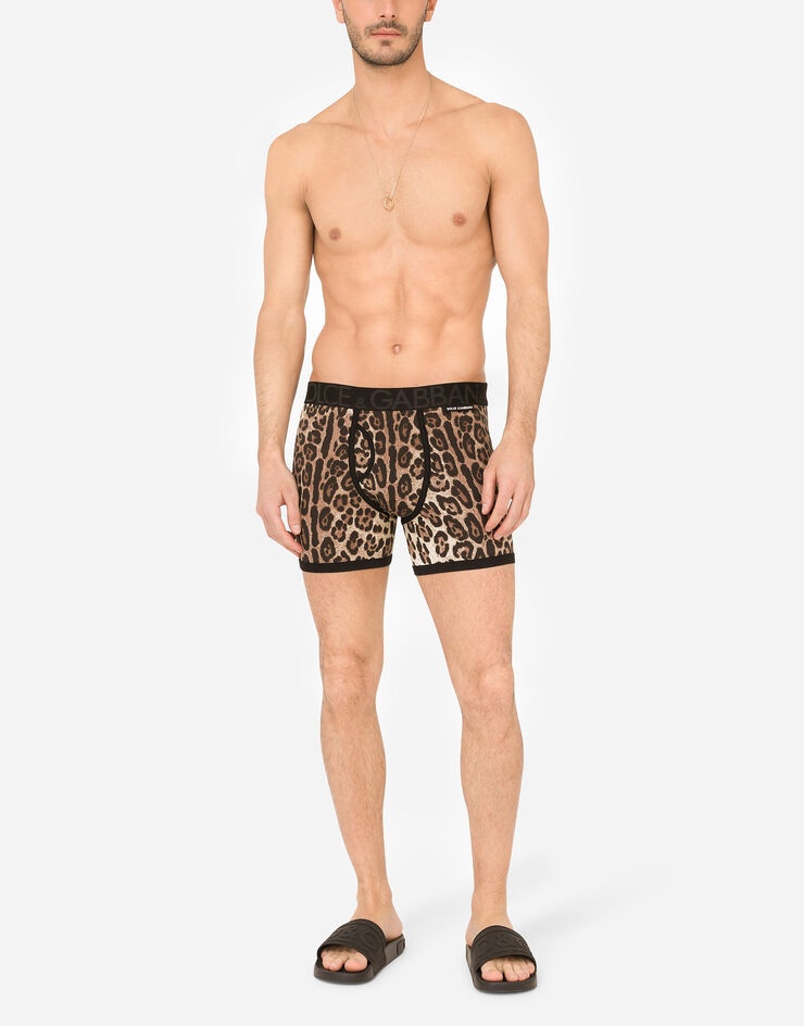 Long-leg two-way stretch cotton boxers with leopard print - 2