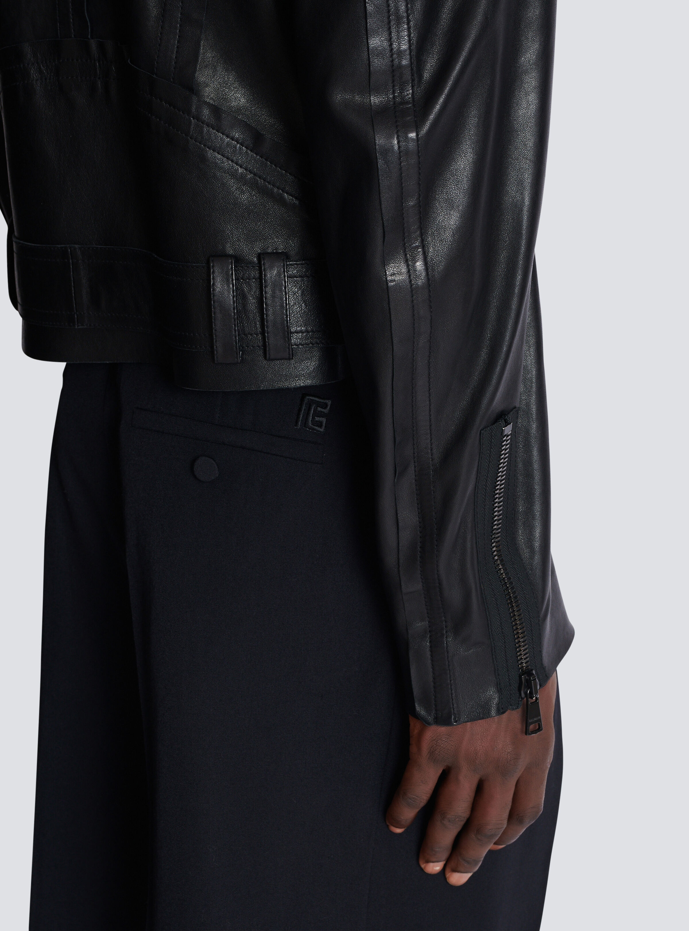Lightweight lambskin leather biker jacket - 8