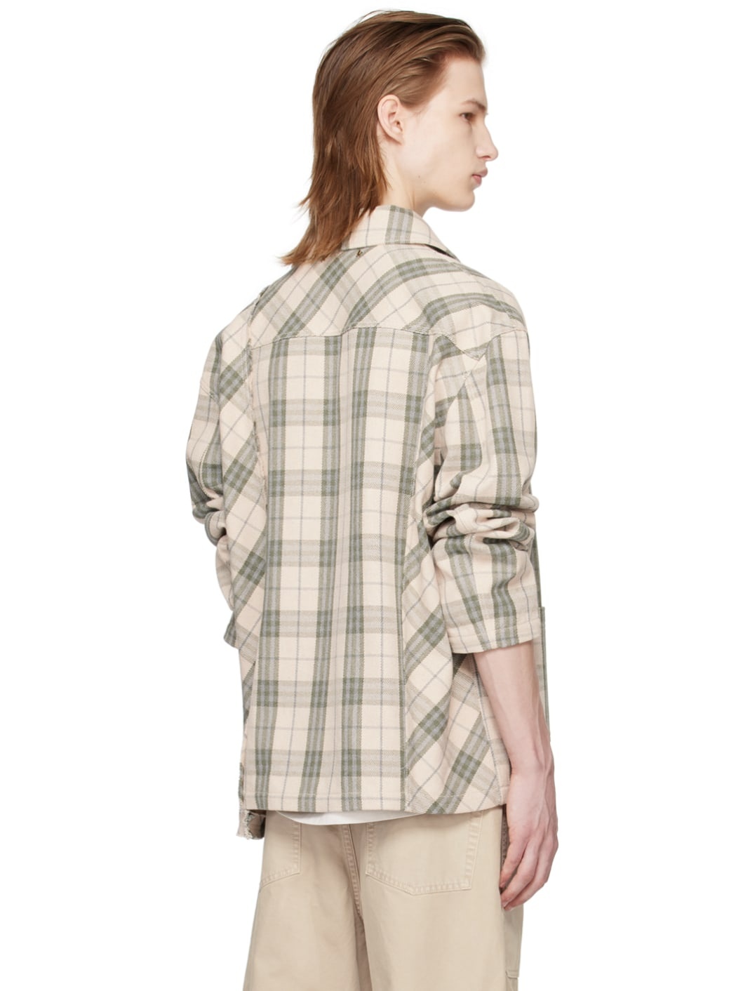 Beige & Green Plaid Shirt - 3