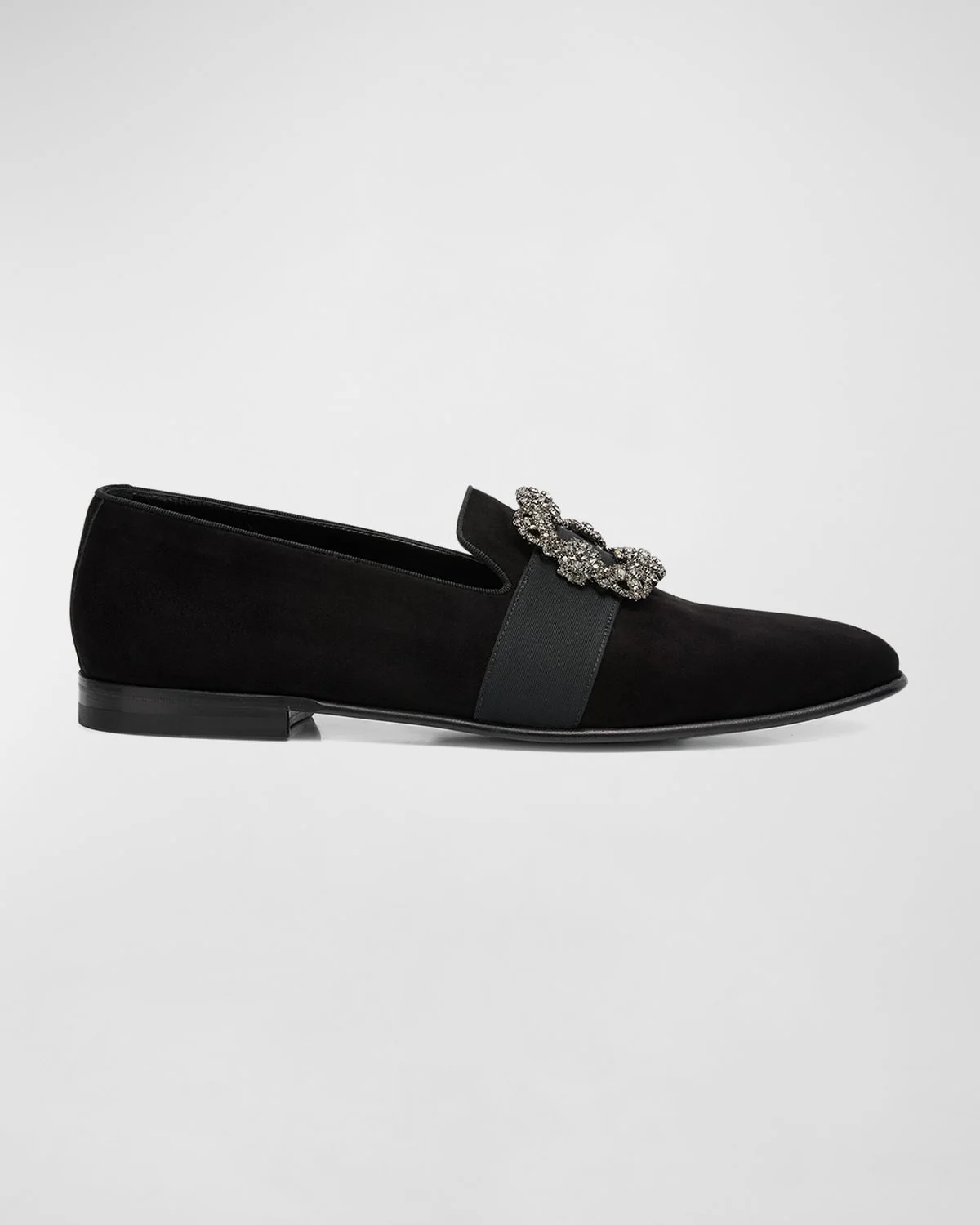 Men's Carlton Suede Crystal Buckle Loafers - 1