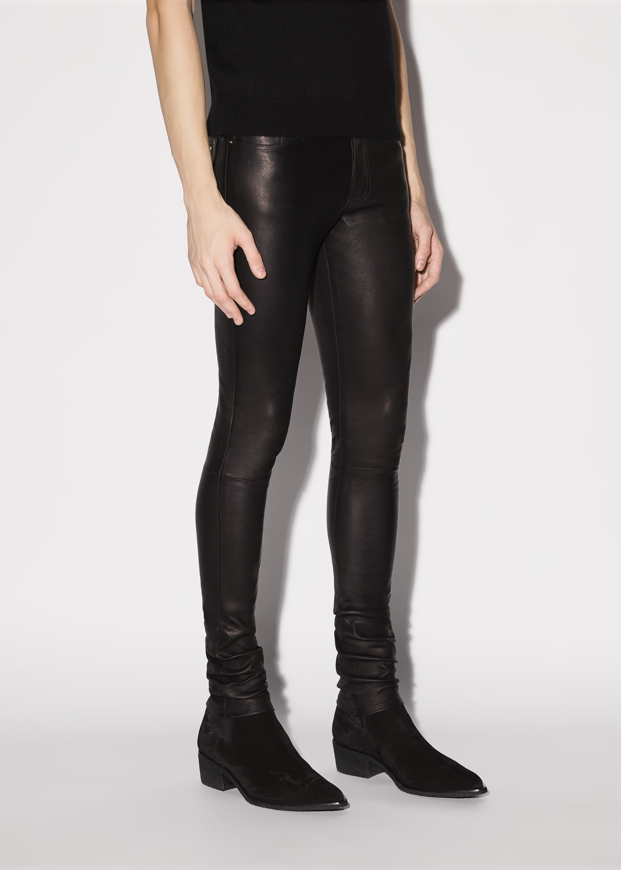 5 POCKET LEATHER PANT - 3