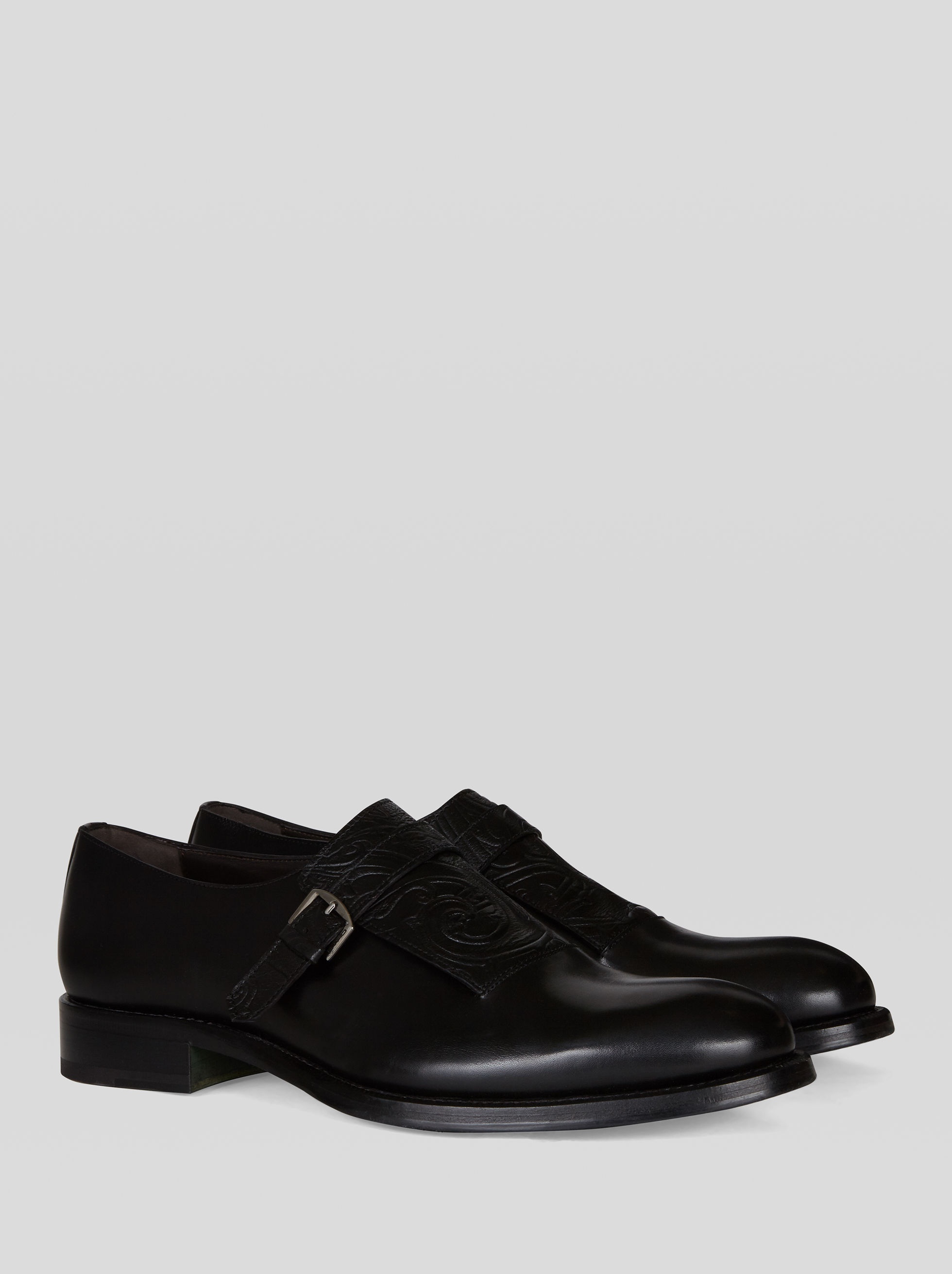 LEATHER MONK STRAPS WITH PAISLEY PATTERN - 3