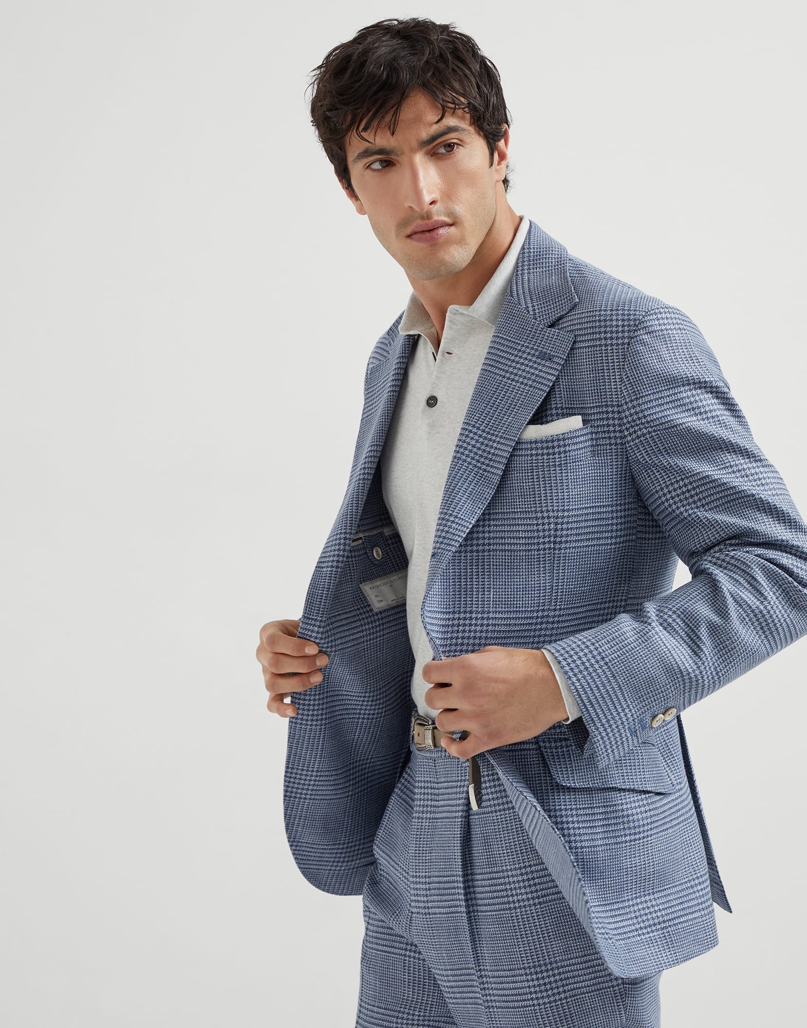 Comfort wool, silk and linen Prince of Wales deconstructed Cavallo blazer - 4